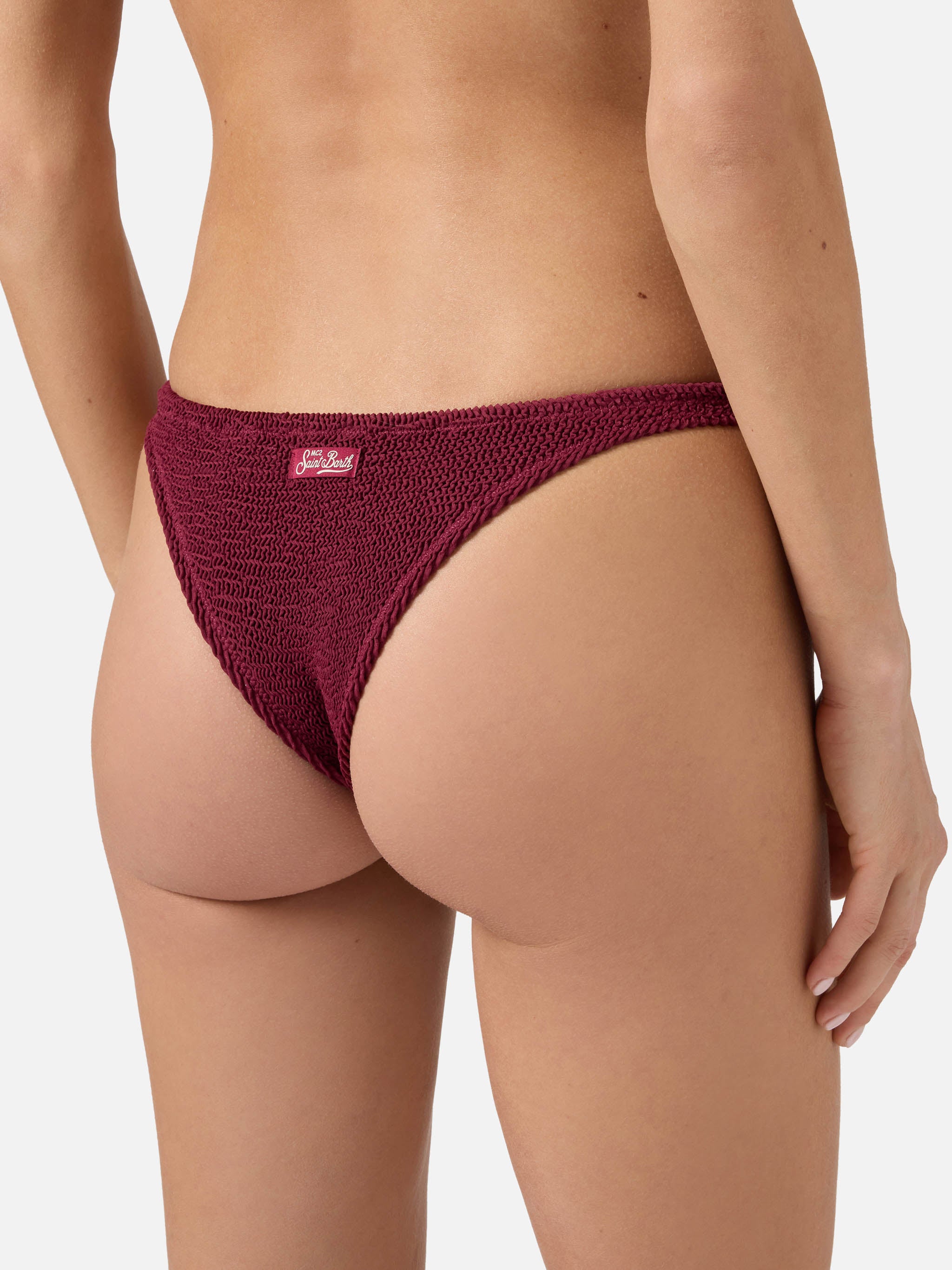 mc2-saint-barth-naomi-slip-mare-donna-brasiliana-crinkle-bordeaux image 2