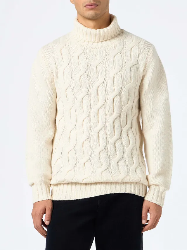 mc2-saint-barth-maglia-fisherman-uomo-in-misto-cashmere-panna-a-trecce image 1
