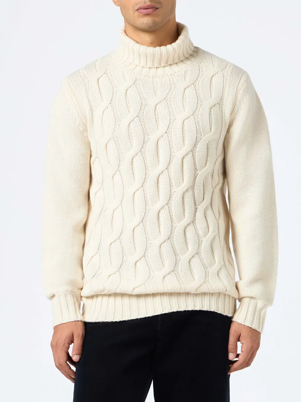 mc2-saint-barth-maglia-fisherman-uomo-in-misto-cashmere-panna-a-trecce image 1