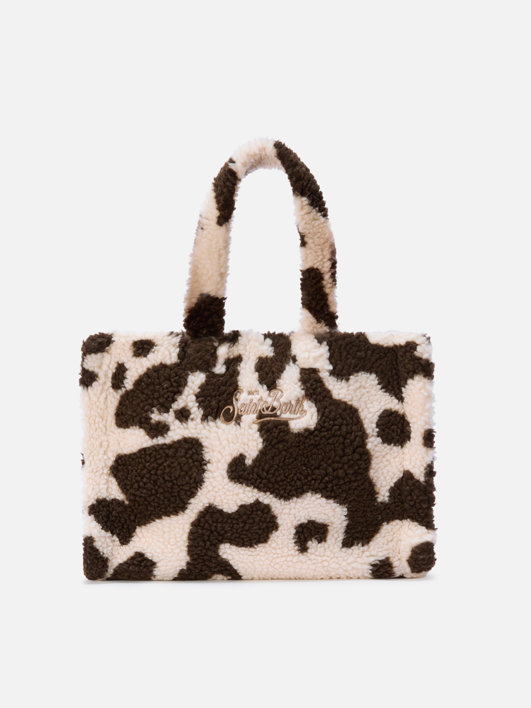 mc2-saint-barth-borsa-colette-teddy-in-tessuto-effetto-sherpa-stampa-cow image 4