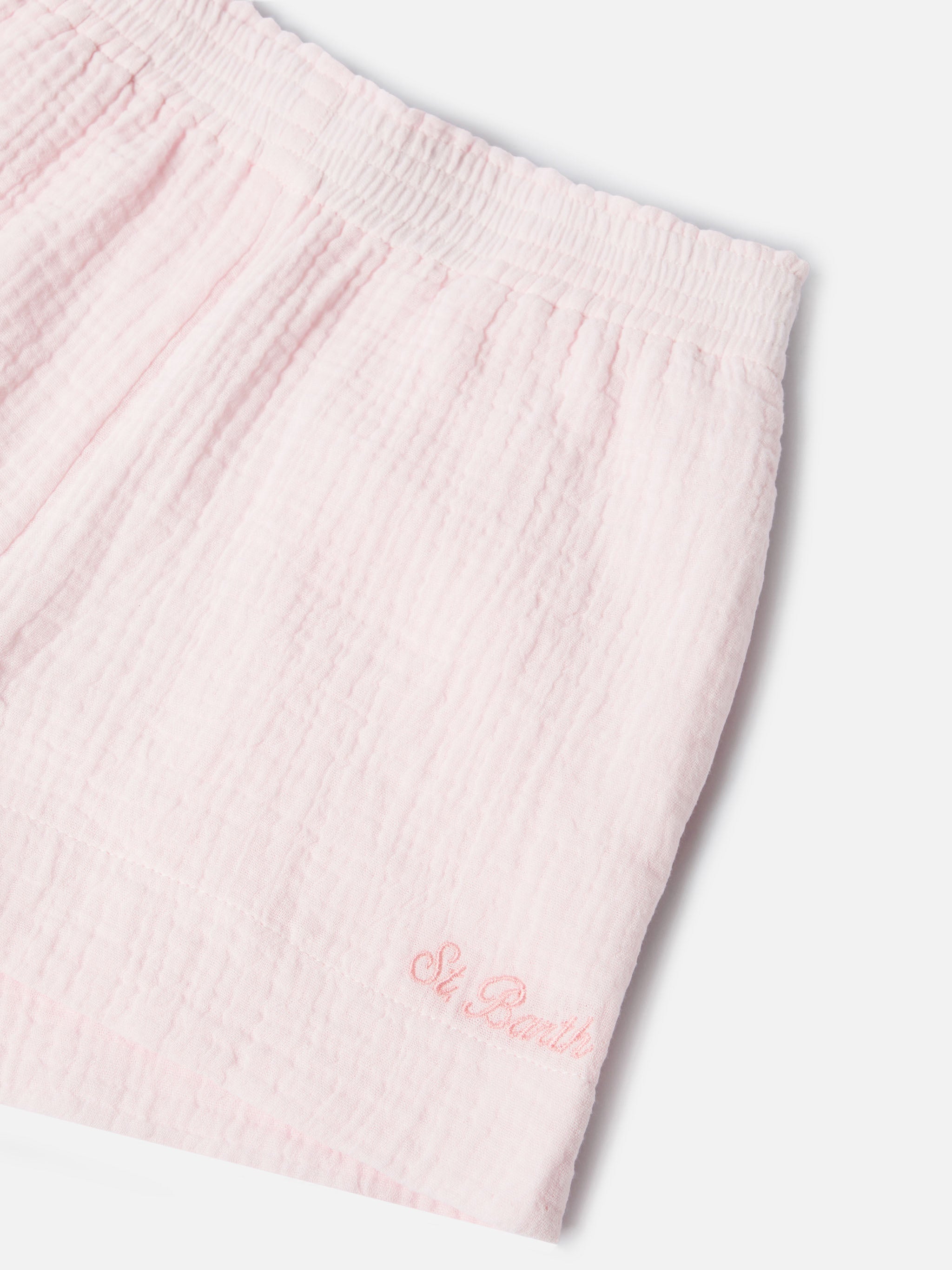 short-meave-jr-mc2-saint-barth-in-mussola-di-cotone-rosa-per-bambina image 3