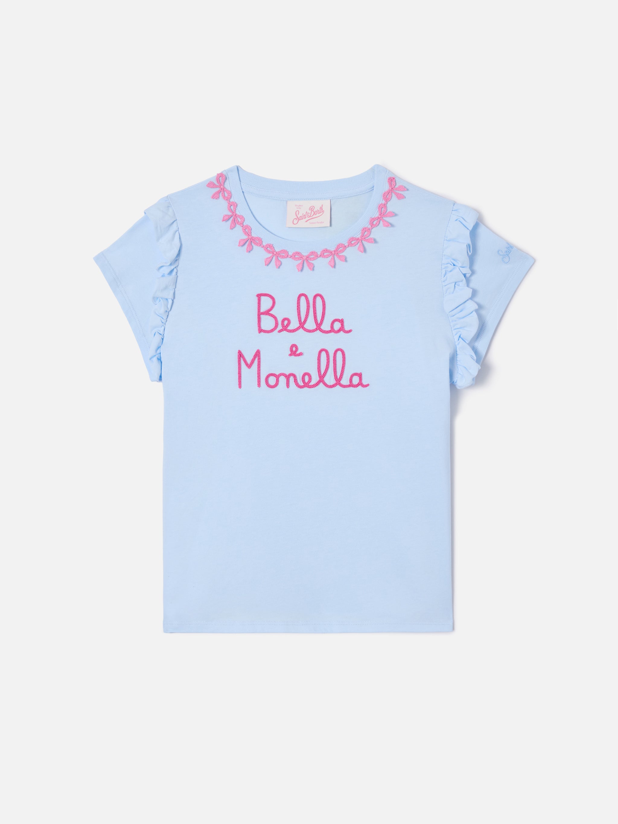 t-shirt-baby-mc2-saint-barth-in-cotone-con-volant-e-ricamo-bella-e-monella image 1