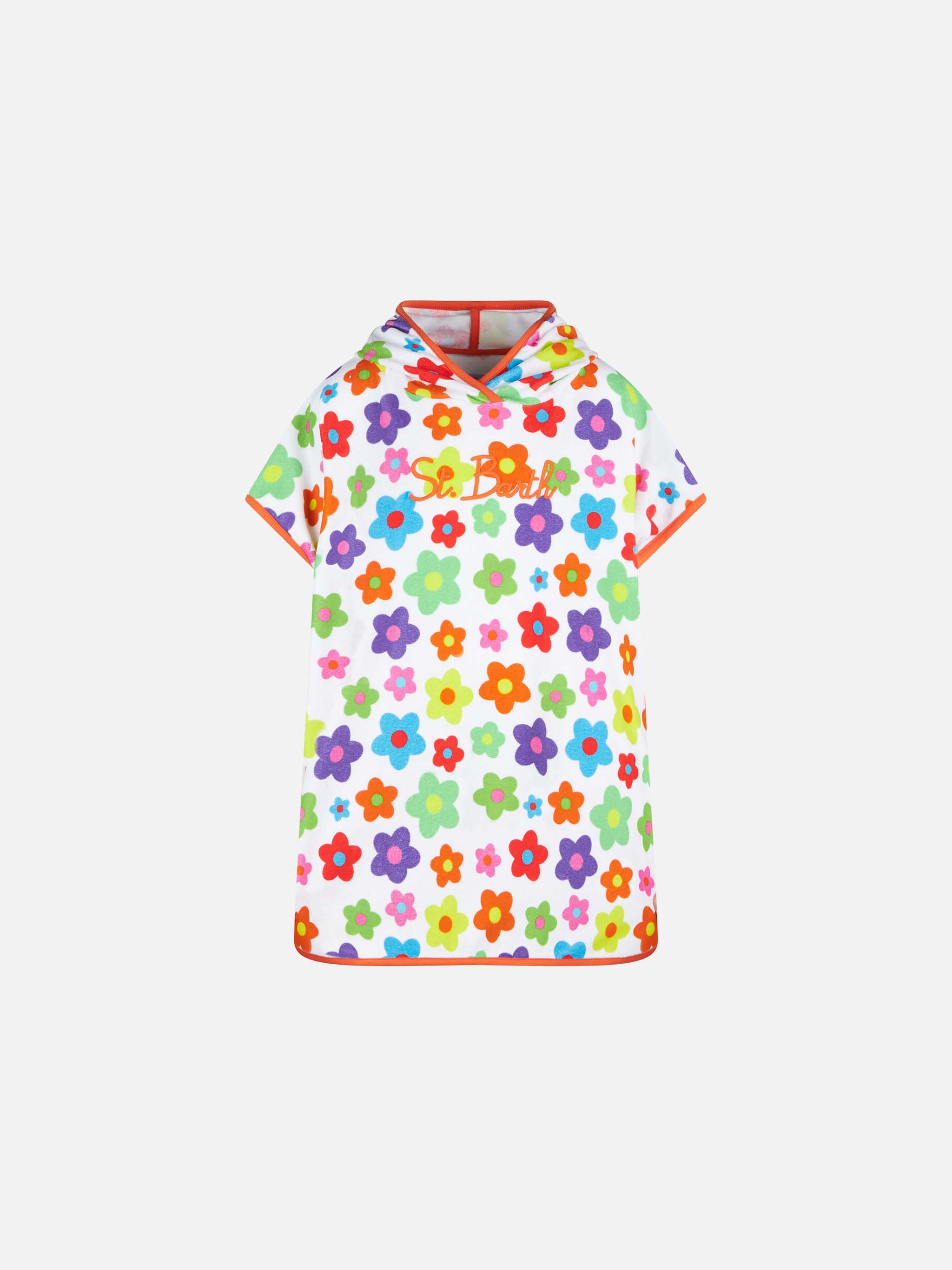 mc2-saint-barth-poncho-bambina-danya-in-spugna-con-margherita-multicolore image 1