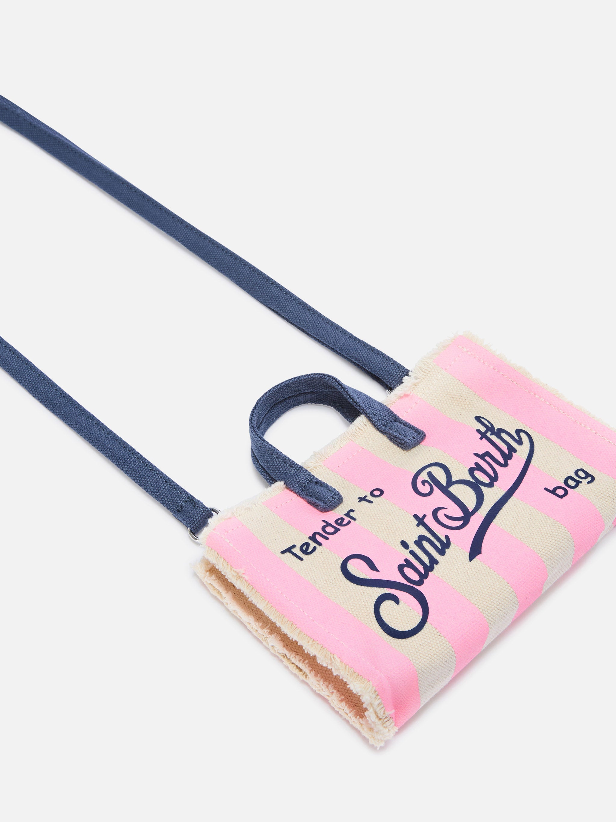 mc2-saint-barth-phone-micro-borsa-canvas-righe-rosa-bianca-logo image 3