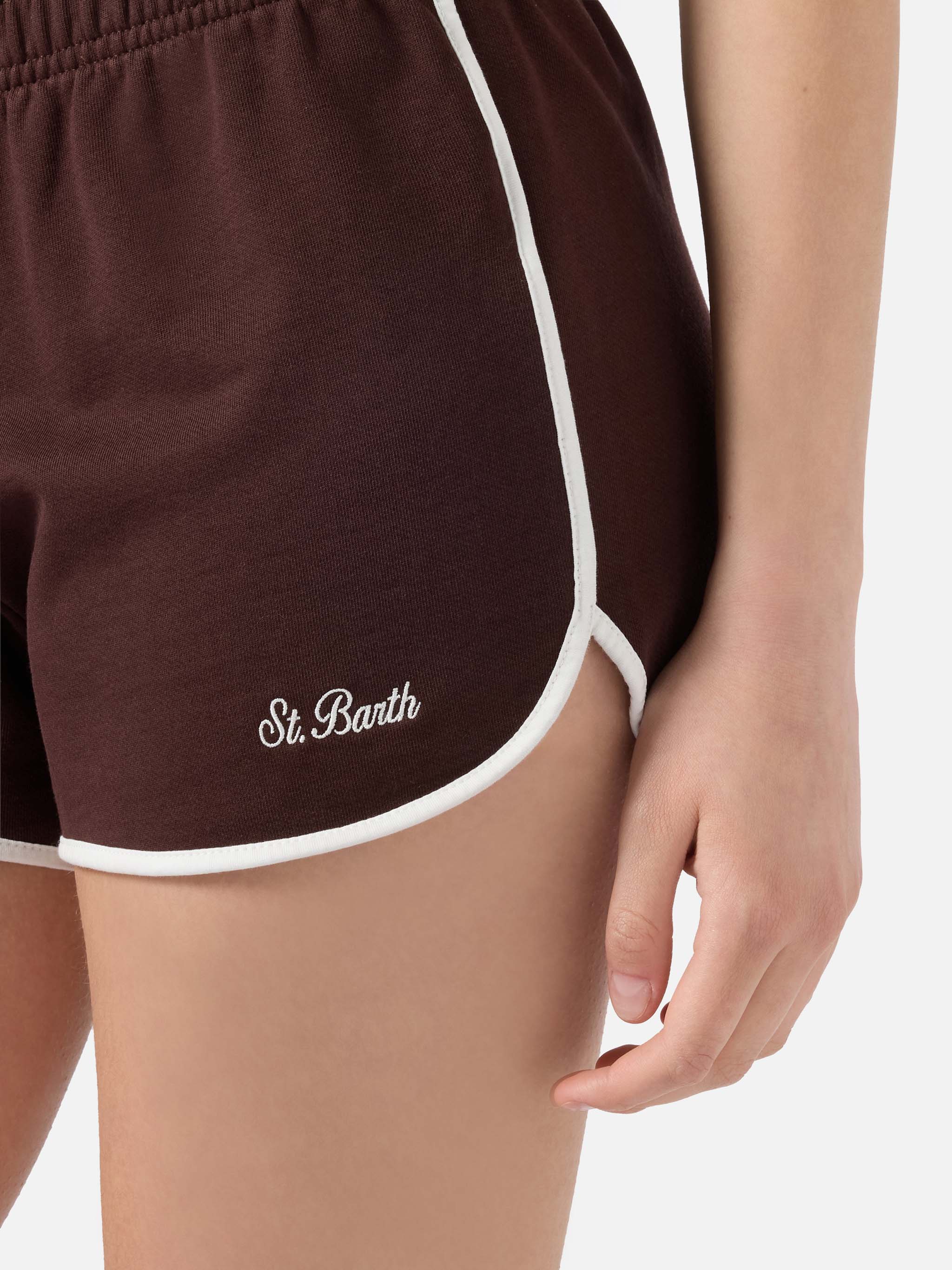 mc2-saint-barth-shorts-francine-light-in-cotone-marrone-con-bordi-a-contrasto image 2