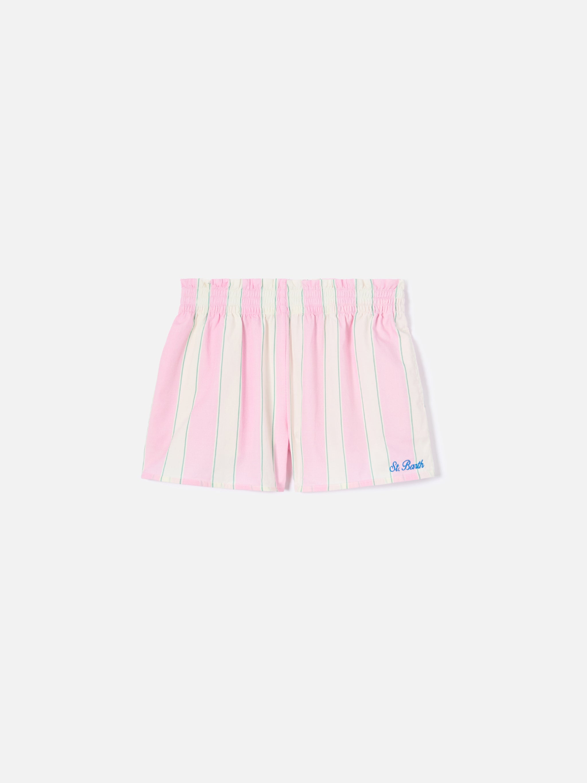 short-meave-jr-mc2-saint-barth-a-righe-bianche-rosa-e-verdi-per-bambina image 1