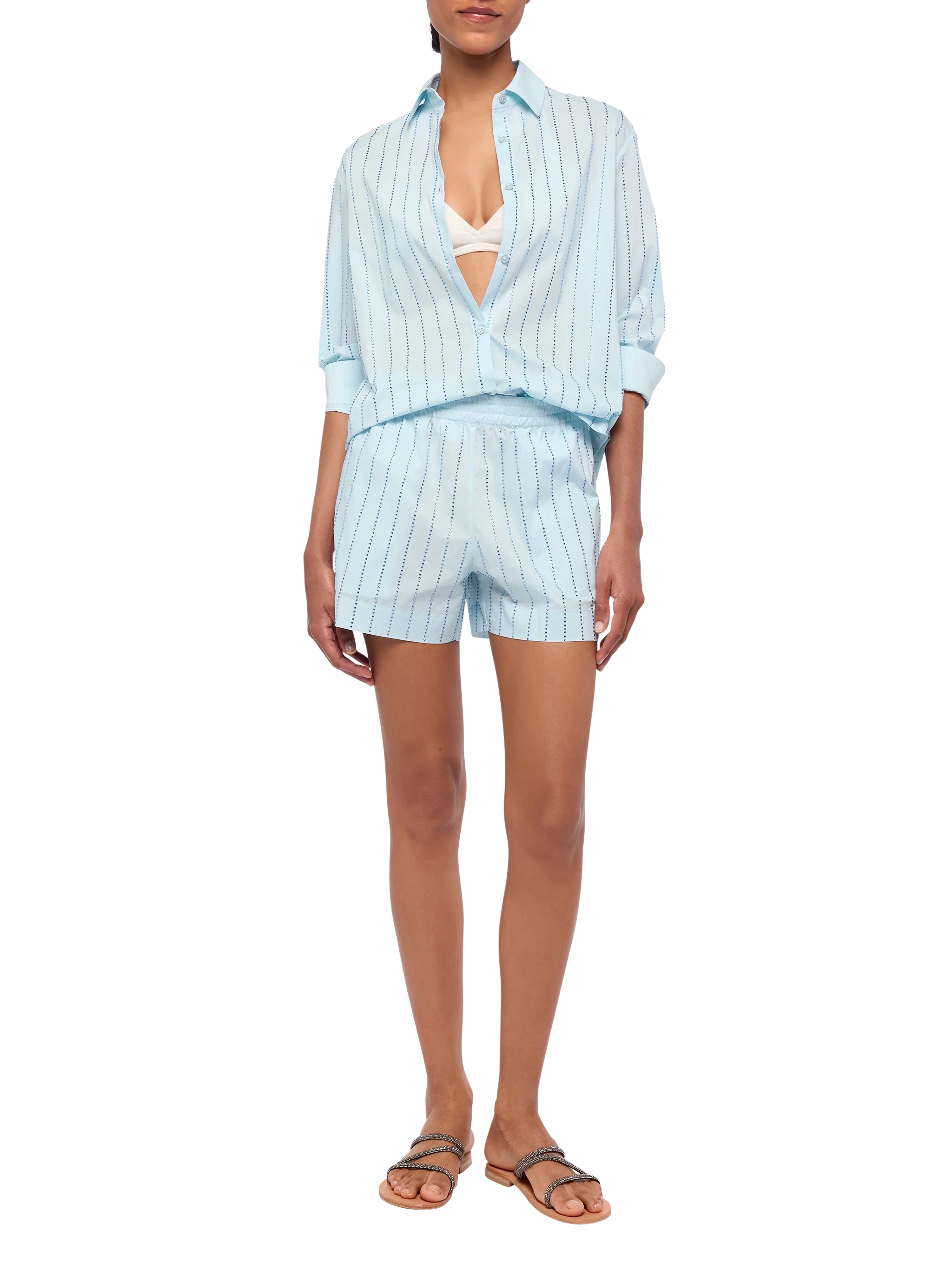 mc2-saint-barth-camicia-donna-meredith-popeline-cotone-blu-con-strass image 4