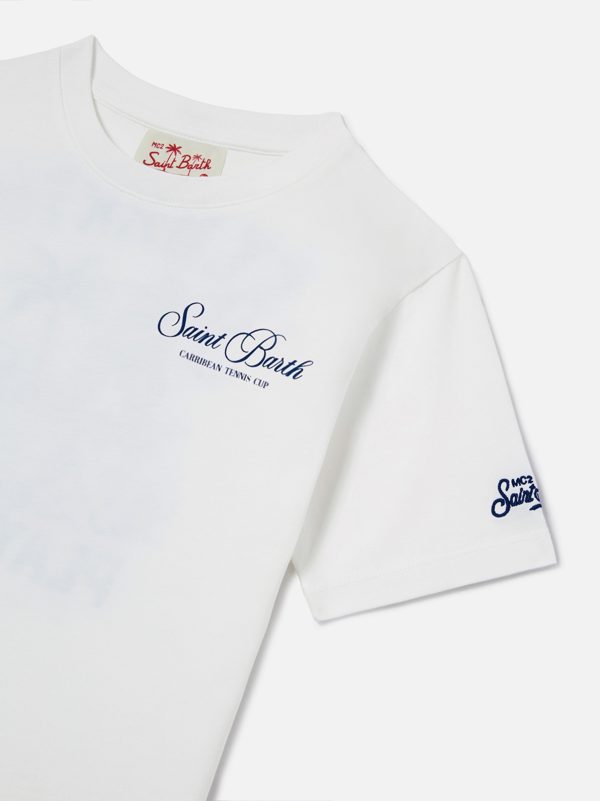 mc2-saint-barth-portland-jr-t-shirt-bambino-bianca-caribbean-tennis-cup image 2