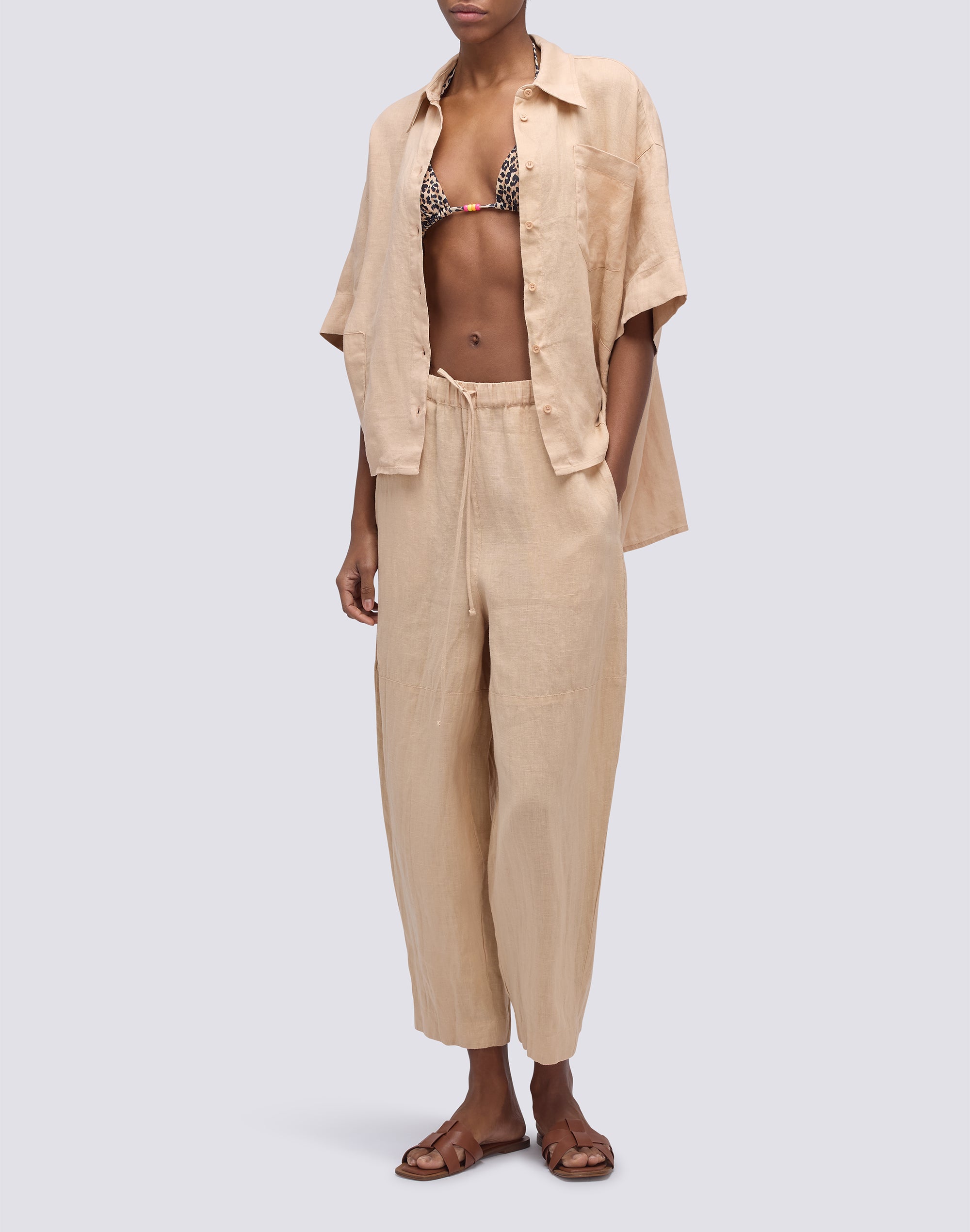 sundek-camicia-donna-in-lino-tinto-capo-relaxed-goldenwave image 4