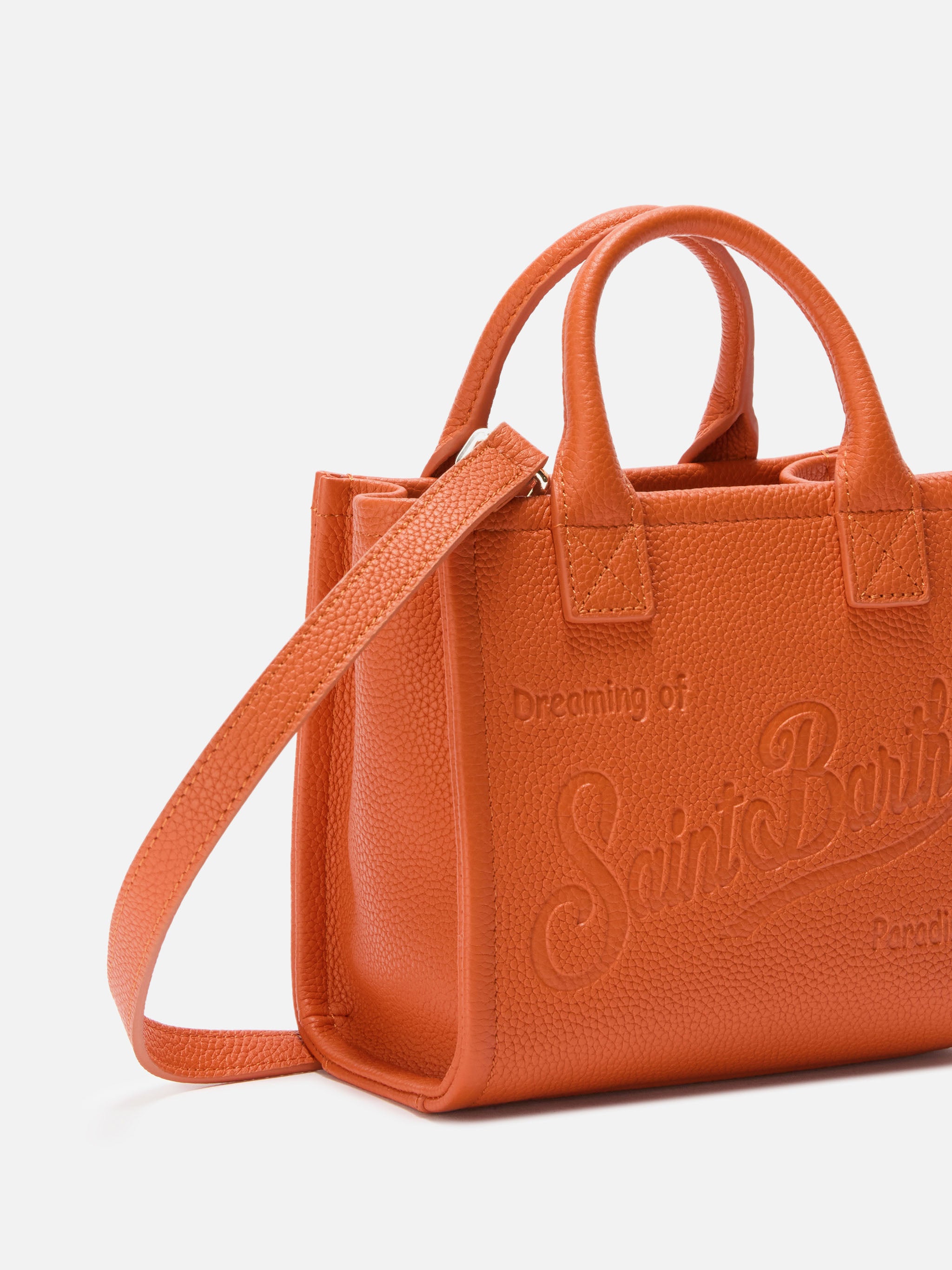 mc2-saint-barth-vanity-bag-mini-borsa-a-spalla-pelle-martellata-arancio image 3