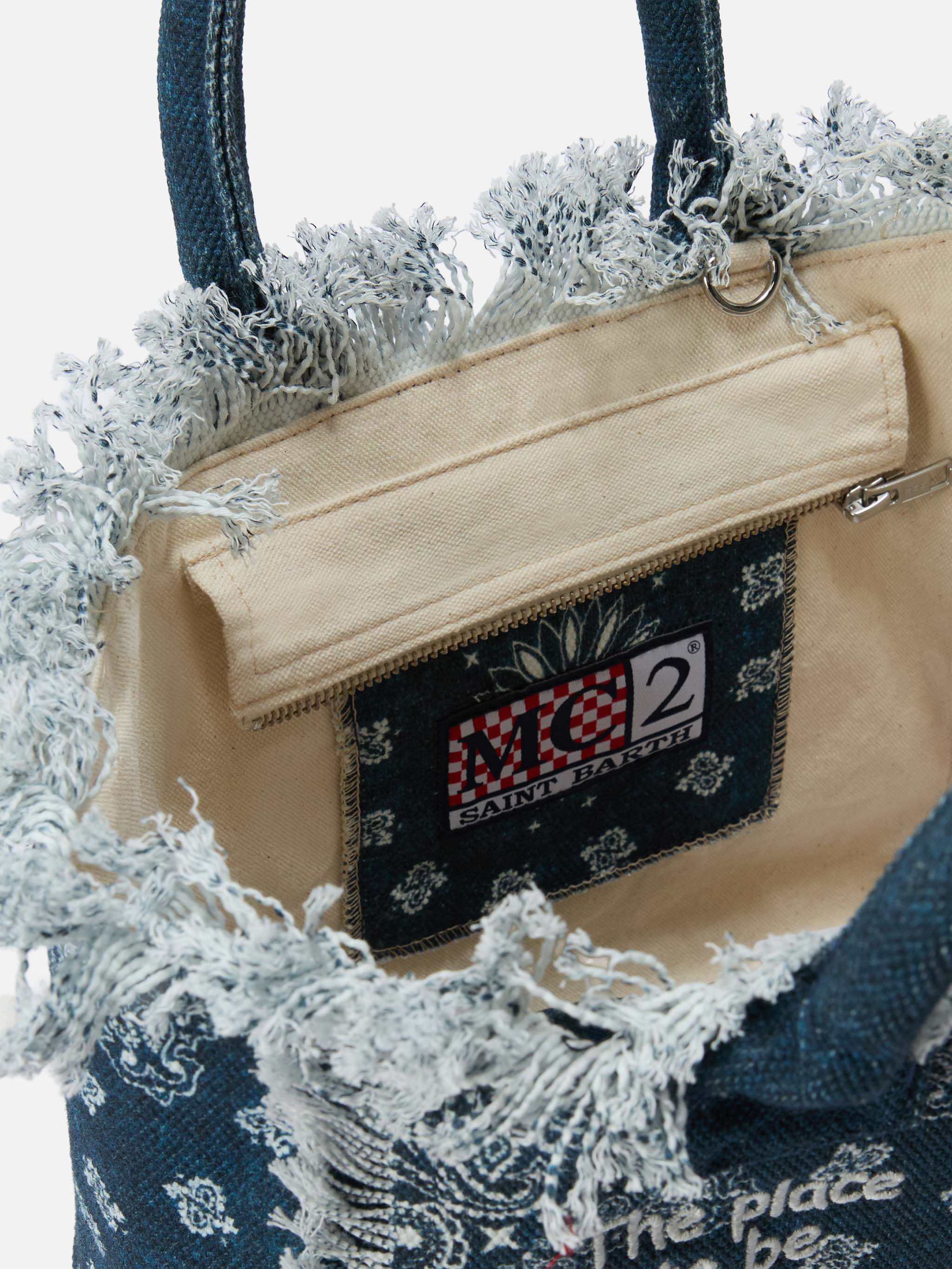 mc2-saint-barth-borsa-colette-canvas-azzurro-stampa-bandana-con-frange image 4