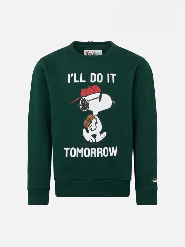 mc2-saint-barth-felpa-bambino-girocollo-verde-stampa-snoopy-peanuts-edizione-spe image 1