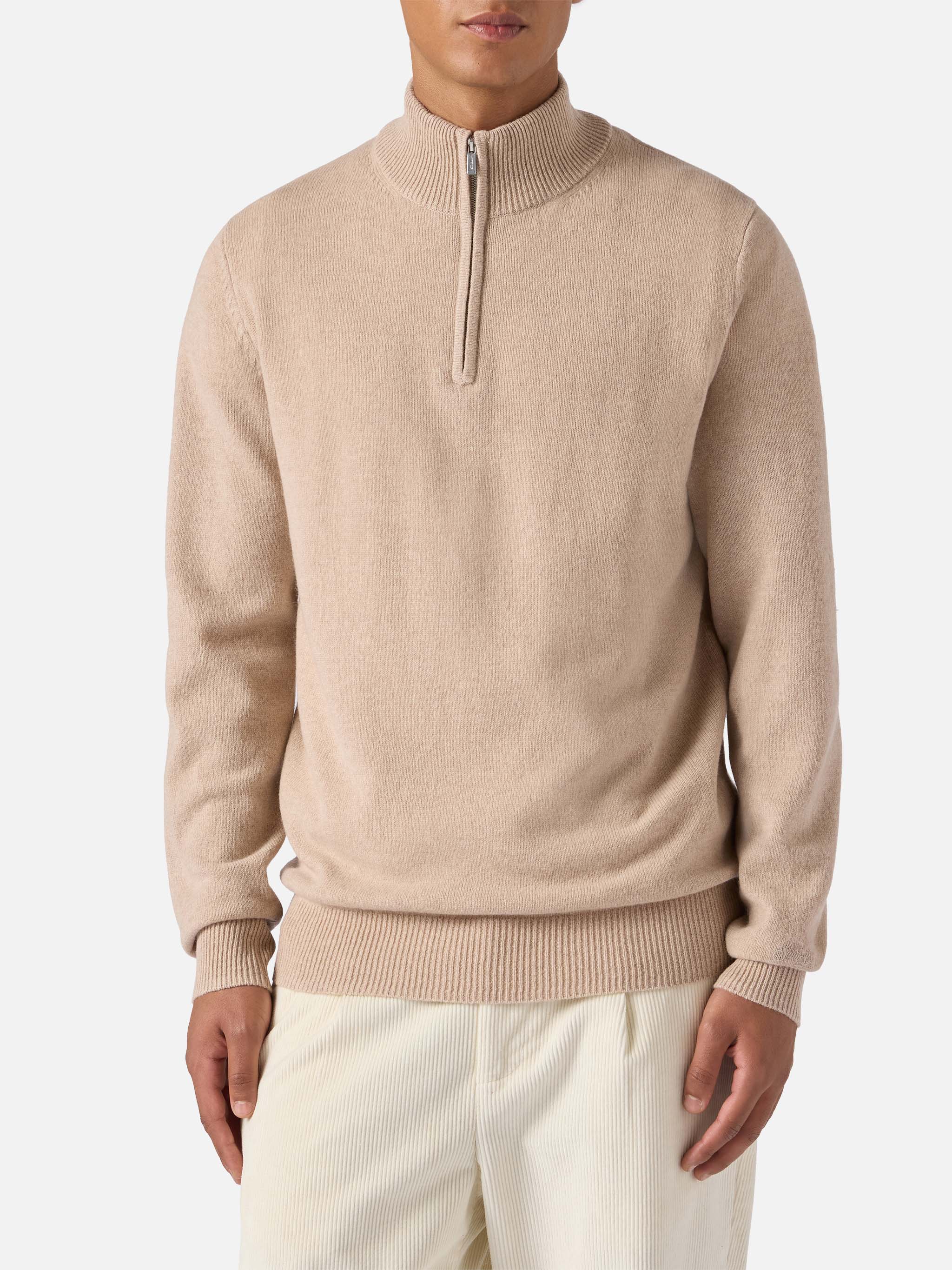 mc2-saint-barth-pullover-mezza-zip-jermyn-in-lambswool-beige image 1