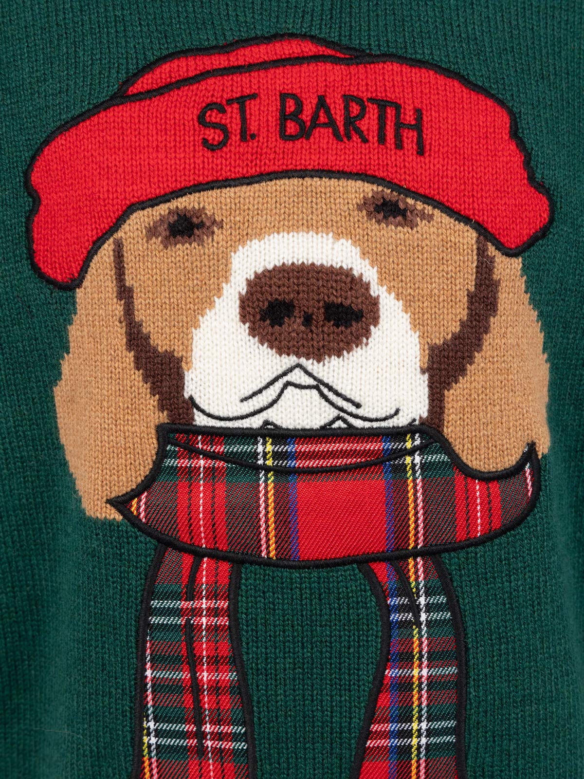 mc2-saint-barth-maglione-bambino-douglas-verde-con-sciarpa-beagle image 3