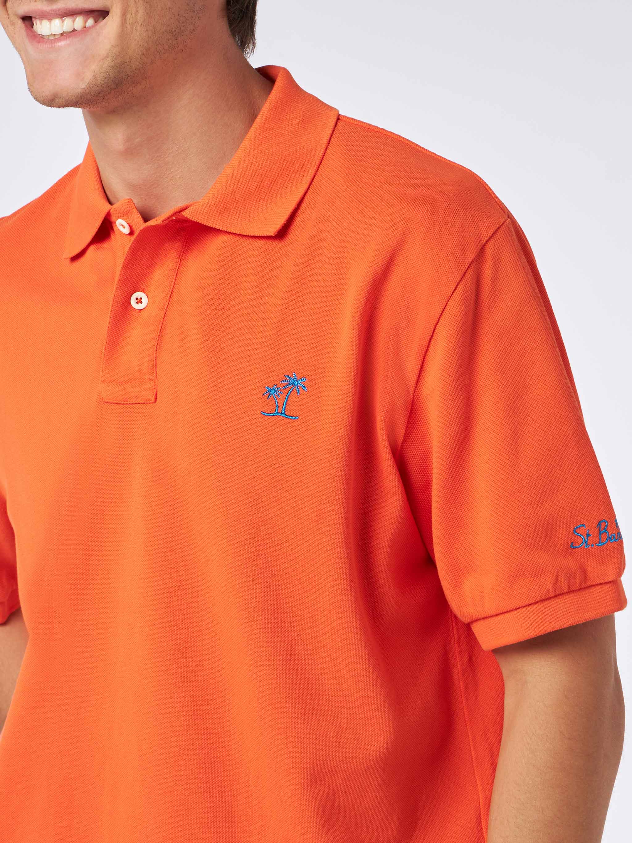 mc2-saint-barth-polo-beverly-hills-vintage-in-cotone-piquet-arancione-maniche-co image 2