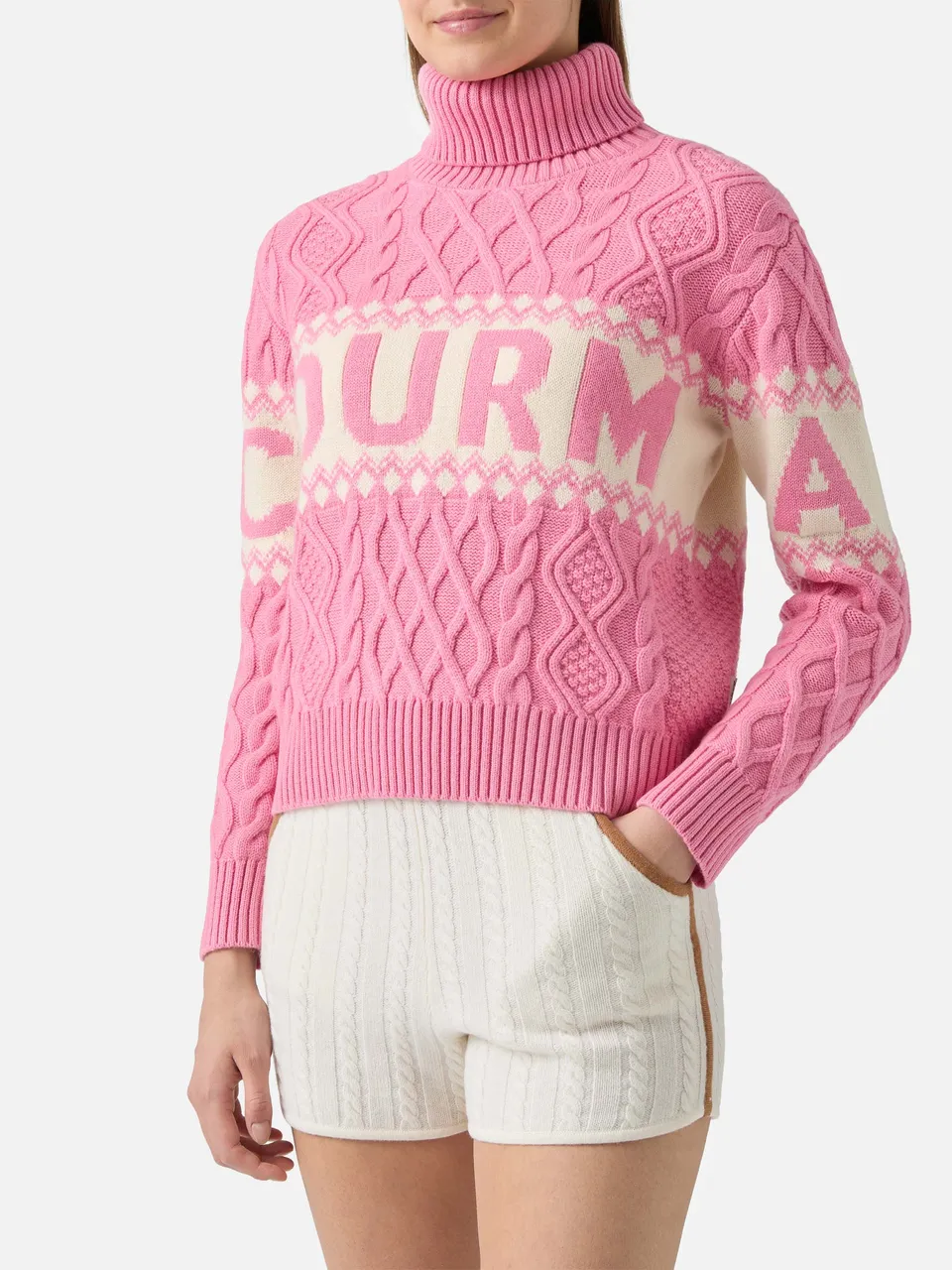 mc2-saint-barth-anton-maglione-a-mezzo-collo-jacquard-donna-rosa image 1