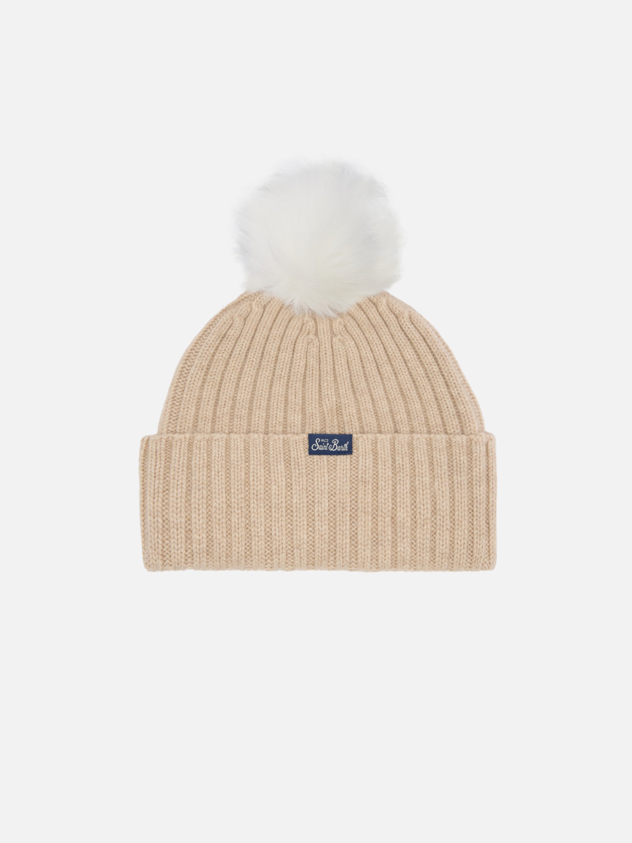 mc2-saint-barth-berretto-wengen-beige-misto-cashmere-apres-chic-pompon image 3