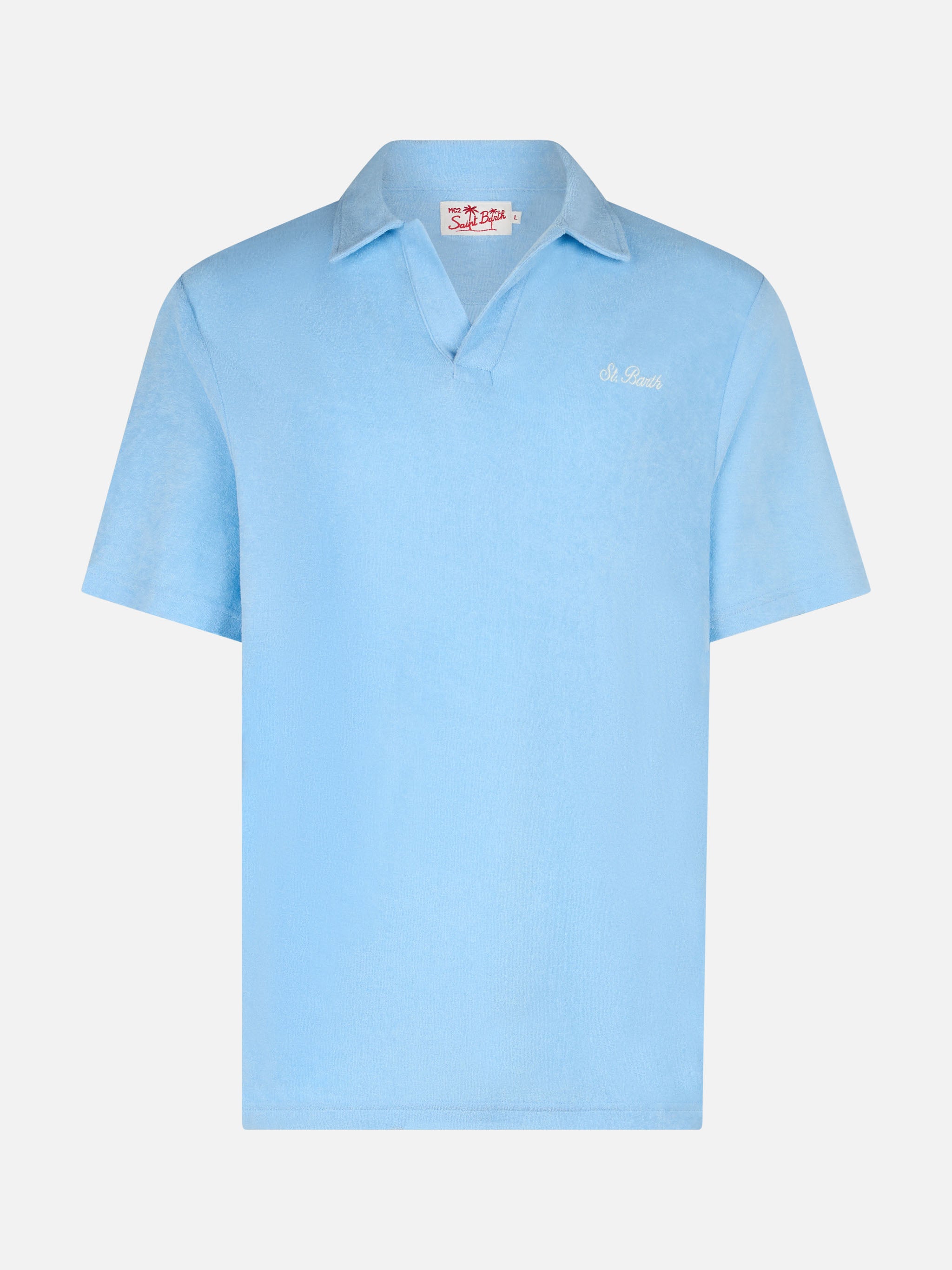 mc2-saint-barth-polo-jeremy-uomo-in-spugna-azzurra-senza-bottoni image 3