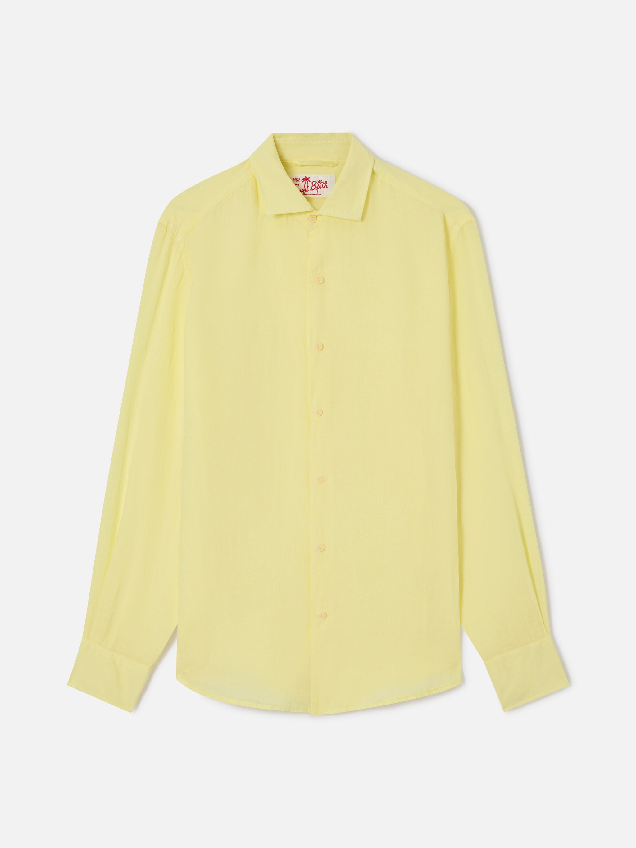 mc2-saint-barth-pamplona-camicia-uomo-giallo-chiaro-puro-lino-maniche-lunghe image 4
