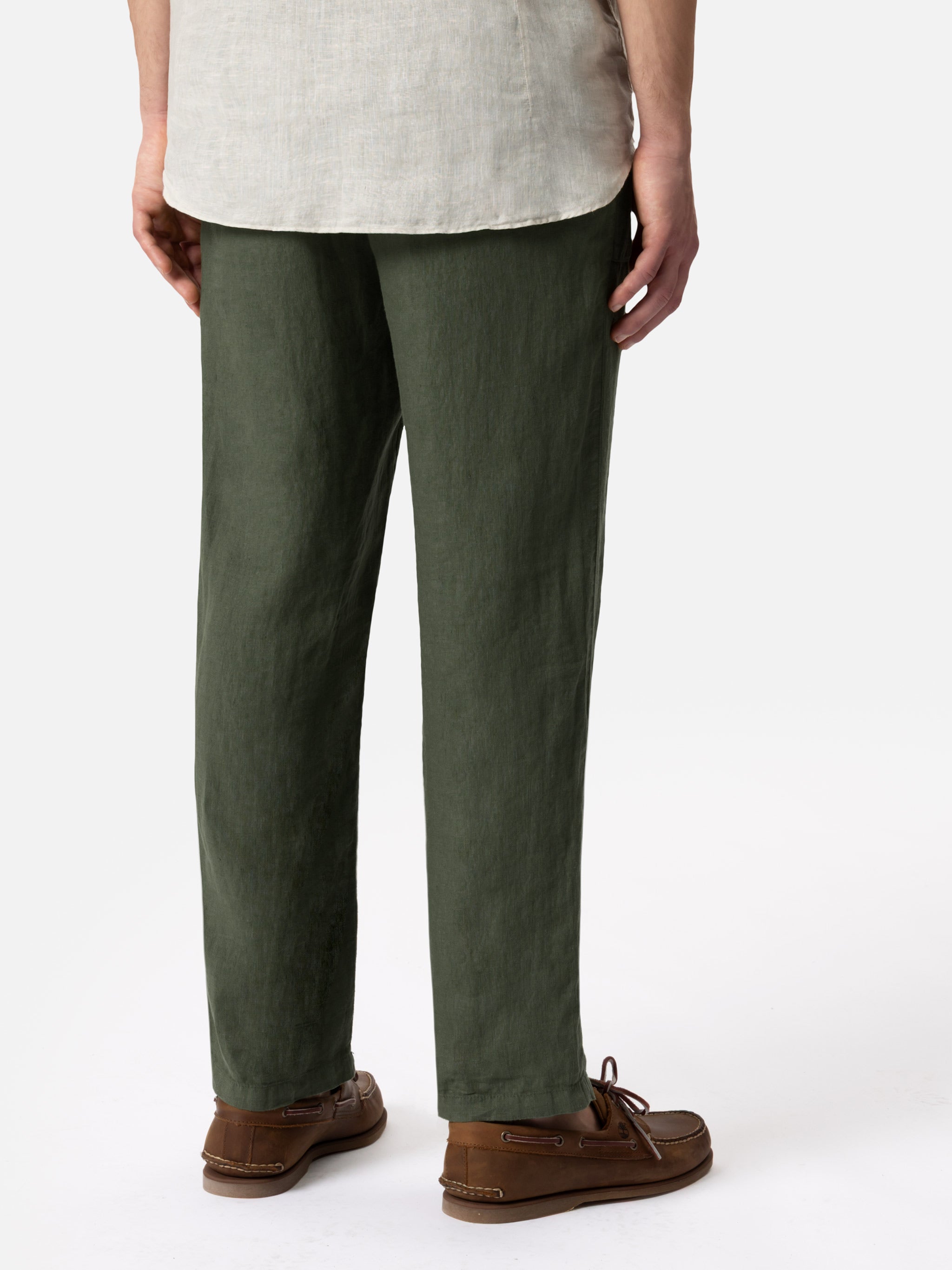 mc2-saint-barth-calais-pantaloni-uomo-lino-verde-militare image 2