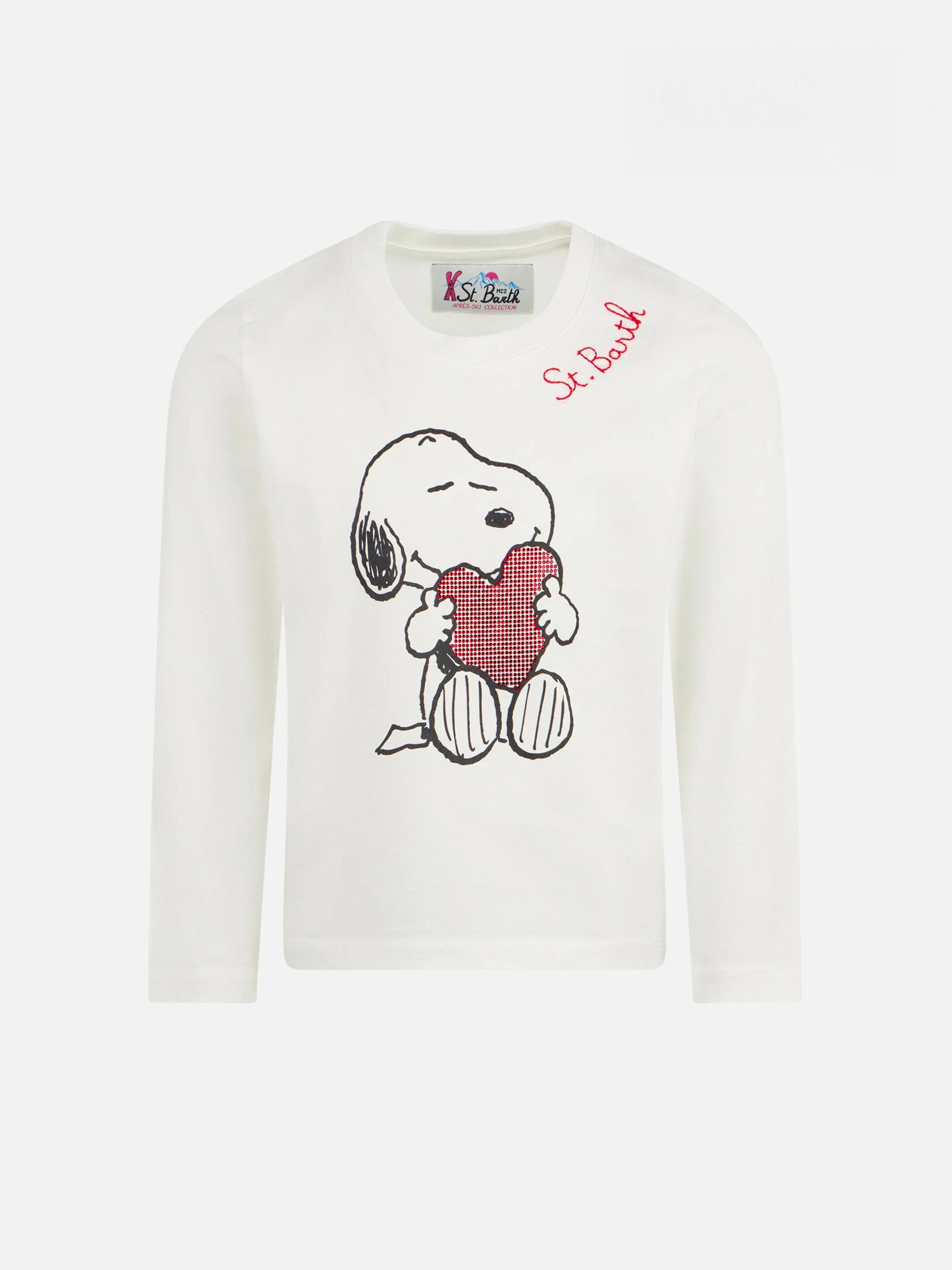 mc2-saint-barth-t-shirt-bambina-cotone-pesante-bianca-snoopy-strass-edizione-spe image 1