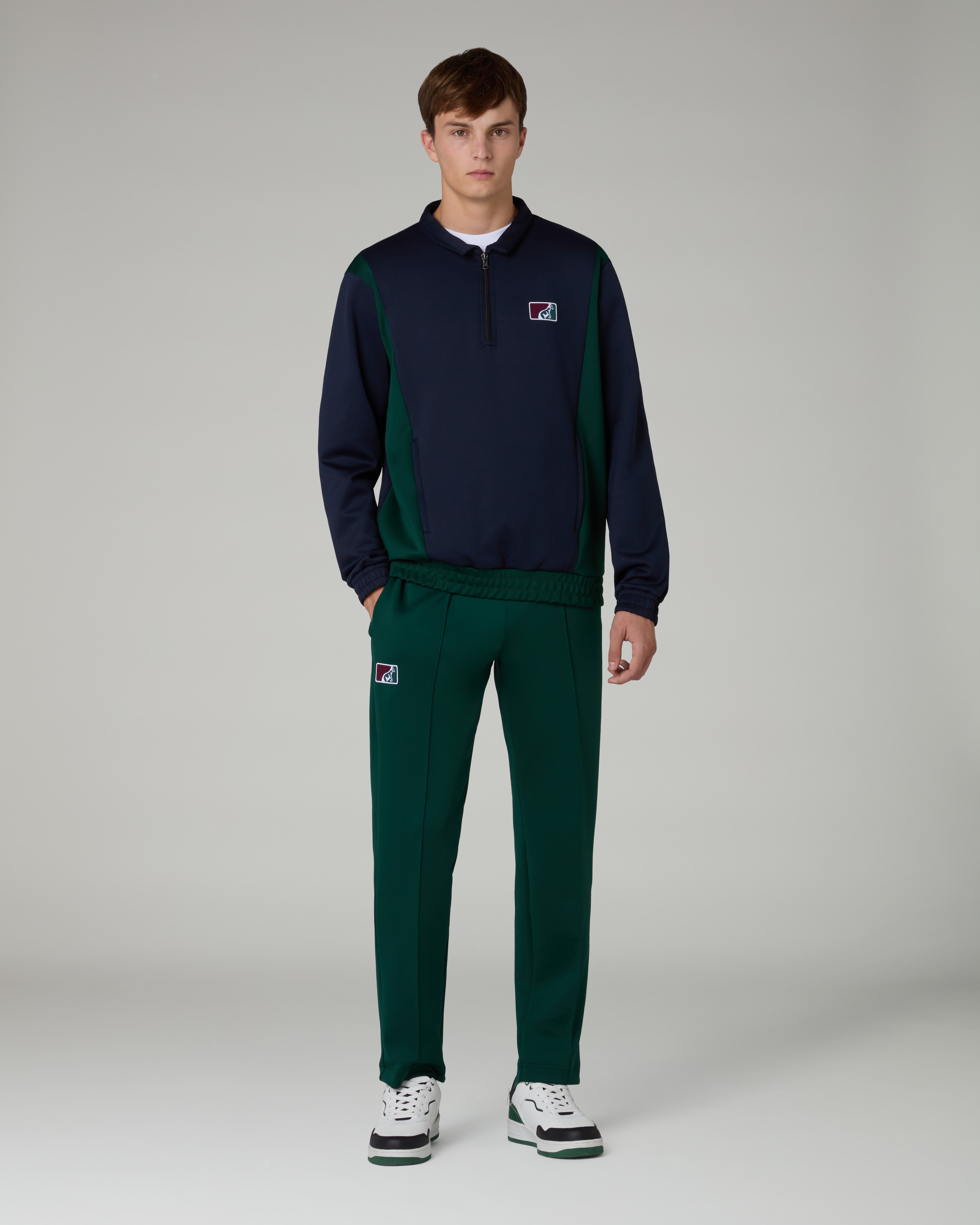australian-classic-crewneck-blu-navy-felpa-girocollo-mezza-zip-con-tasche image 2