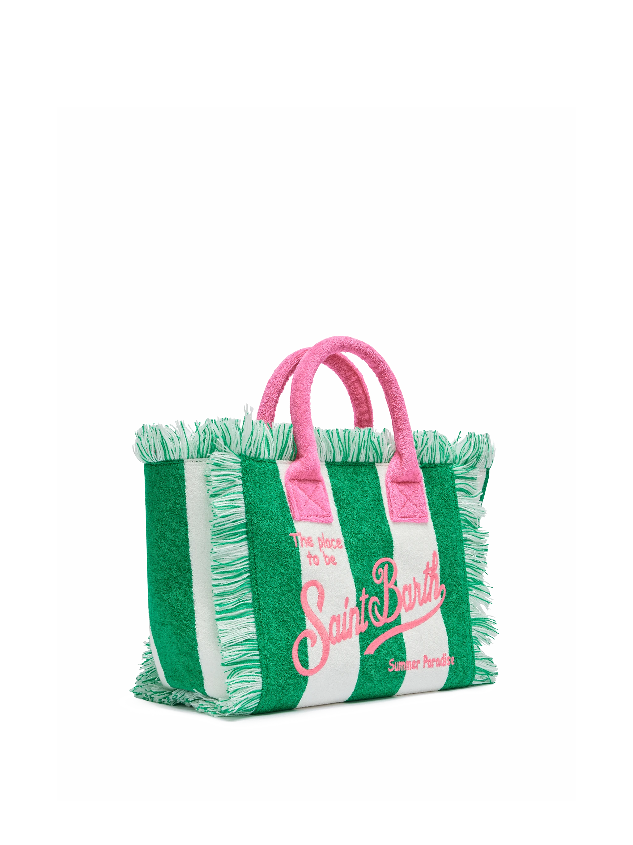 mc2-saint-barth-borsa-colette-in-spugna-verde-con-stampa-a-righe-verdi image 4