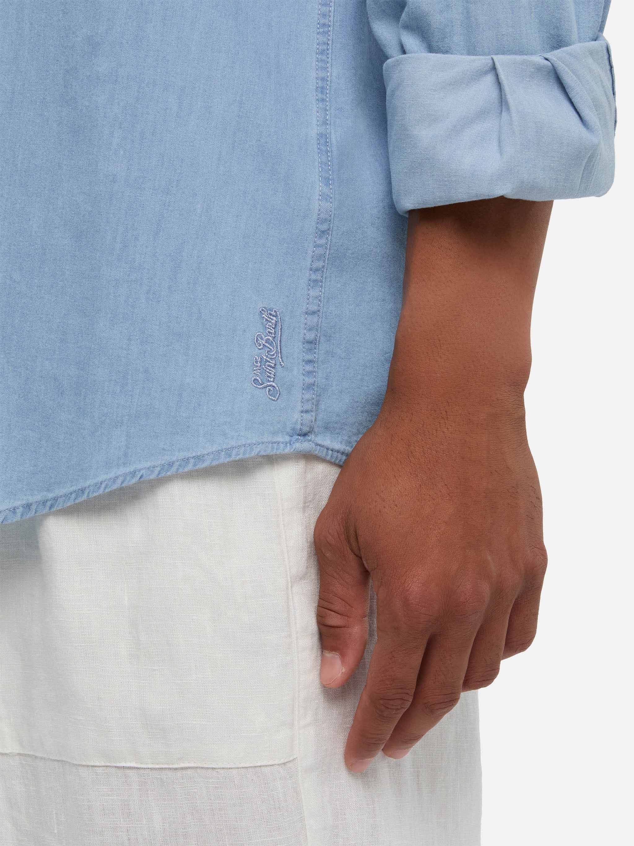 mc2-saint-barth-pamplona-camicia-uomo-chambray-blu-denim-chiaro image 2