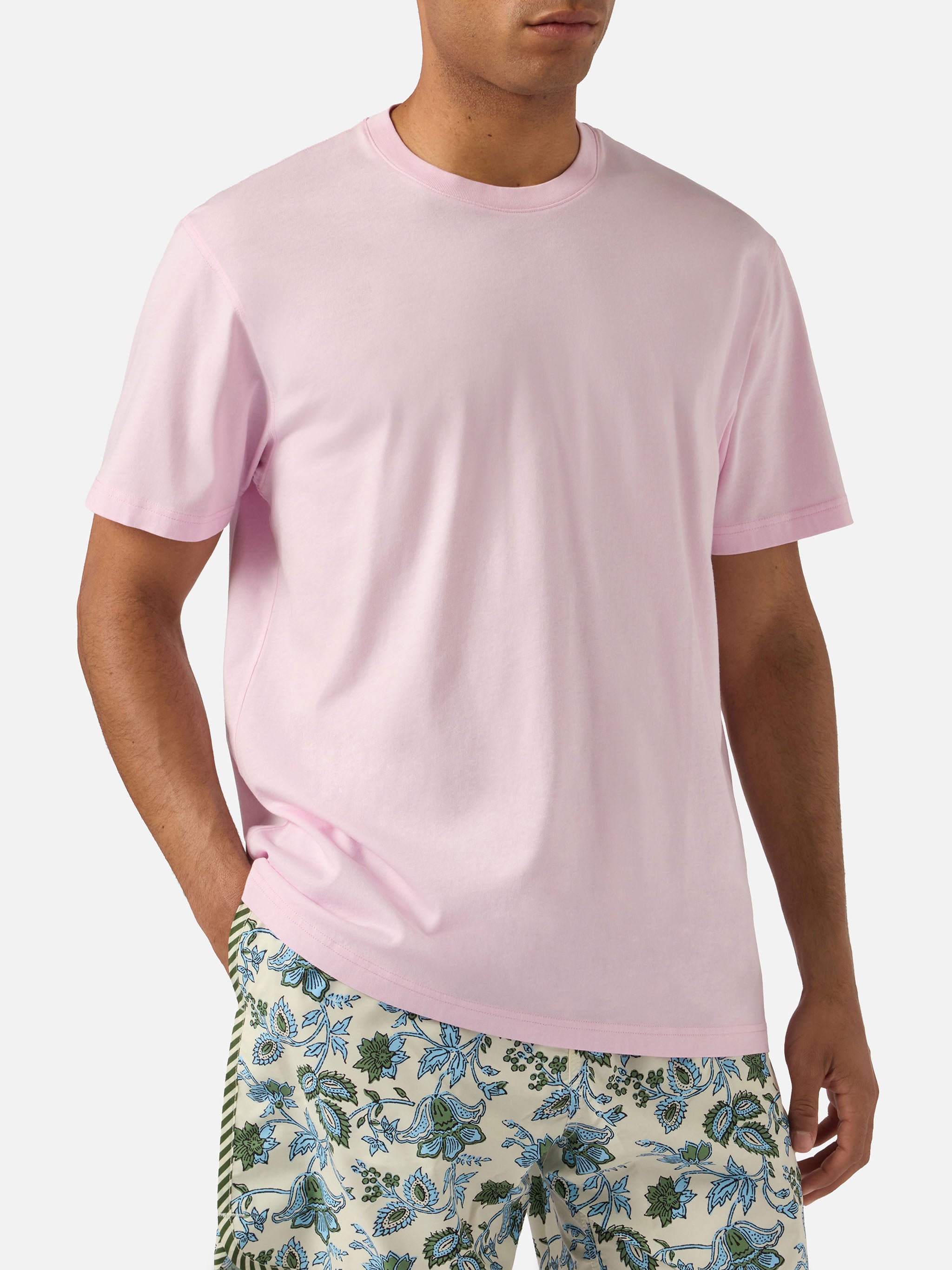 mc2-saint-barth-t-shirt-dover-uomo-in-cotone-rosa-con-ricamo-logo image 2