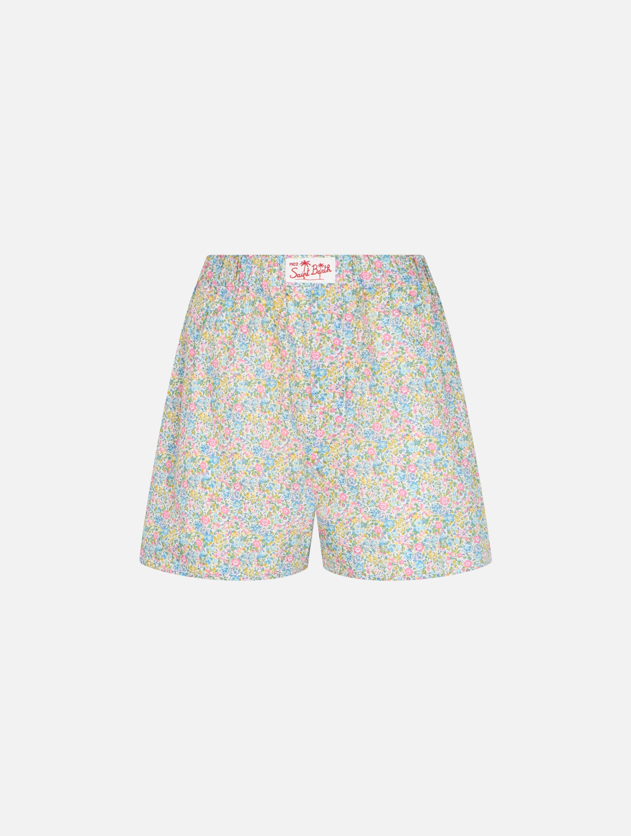 mc2-saint-barth-short-boxy-donna-in-cotone-giallo-floreale-liberty-special-editi image 7