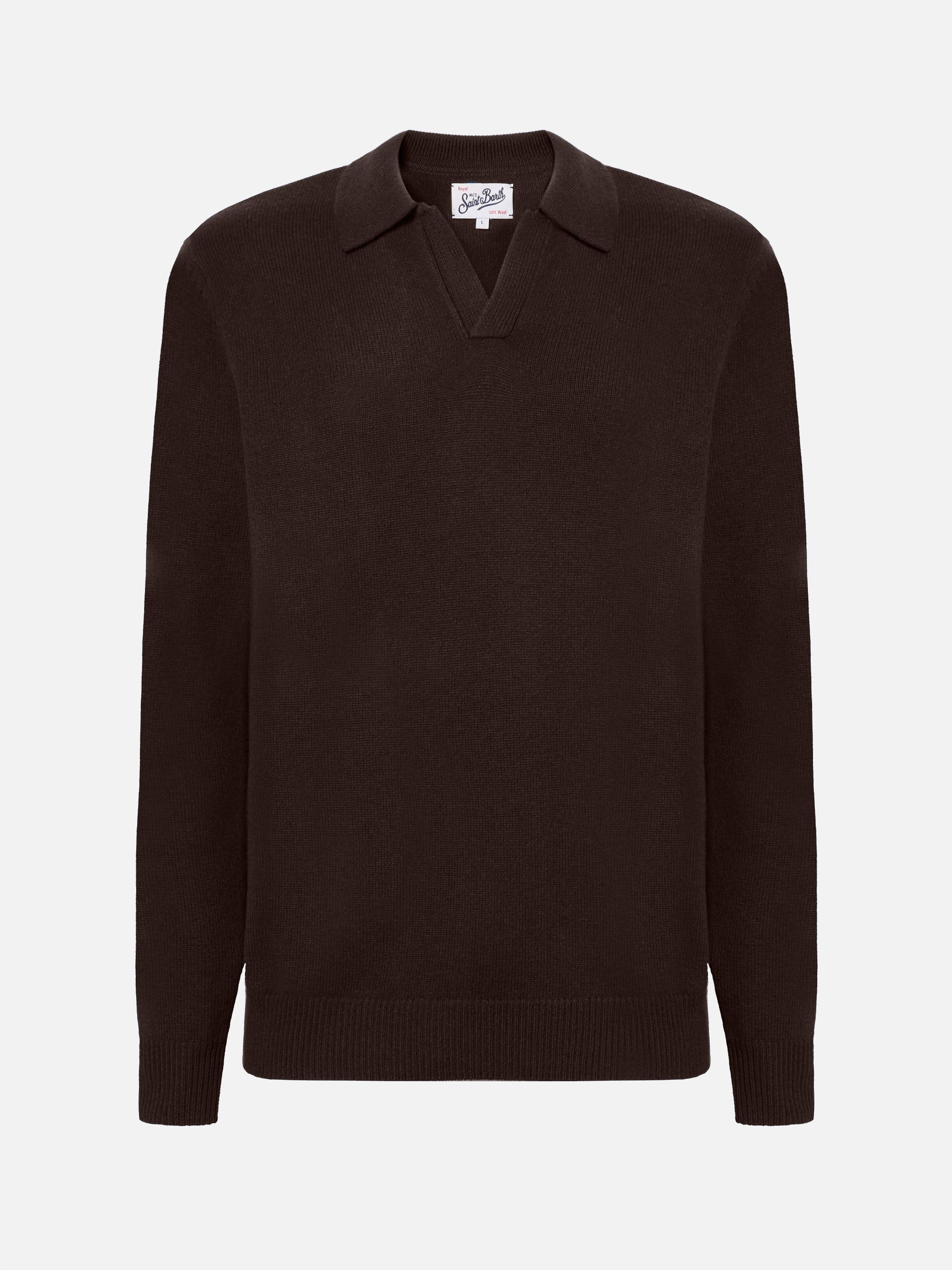mc2-saint-barth-covent-polo-uomo-marrone-in-pura-lana-merino image 5