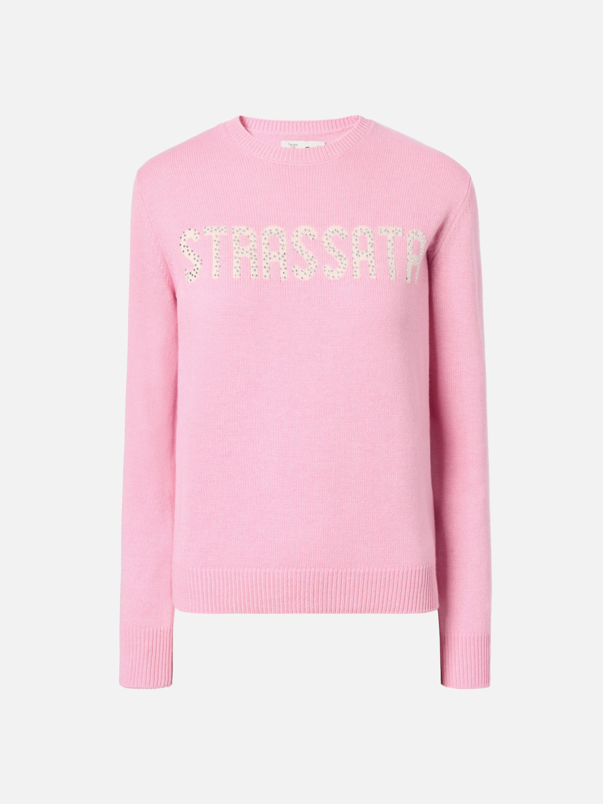 mc2-saint-barth-new-queen-maglione-donna-in-misto-cashmere-rosa-con-scritta-stra image 5