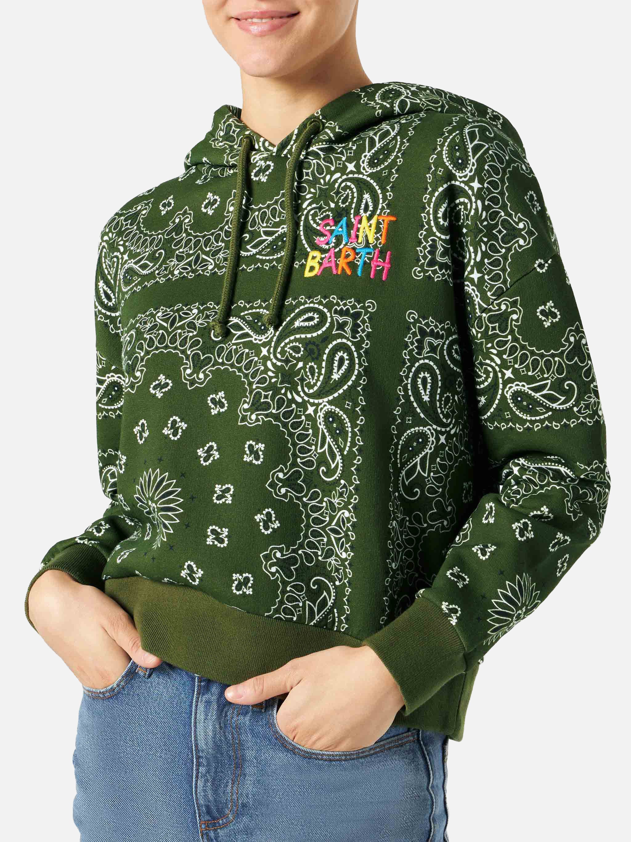 mc2-saint-barth-felpa-con-cappuccio-mindy-con-fantasia-bandana-verde image 3
