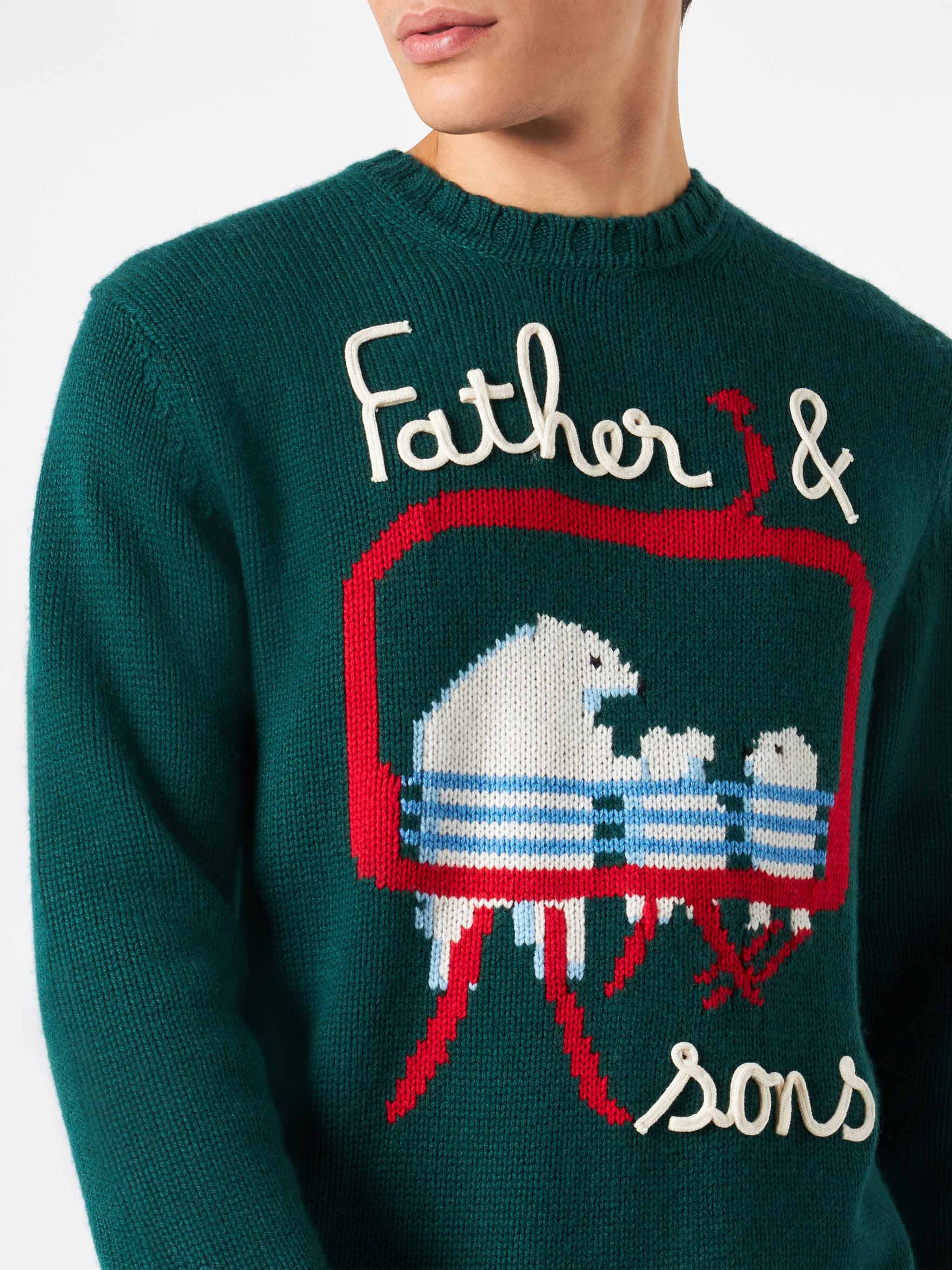 mc2-saint-barth-bombardino-maglia-uomo-verde-misto-cashmere-ricamo-bears image 2