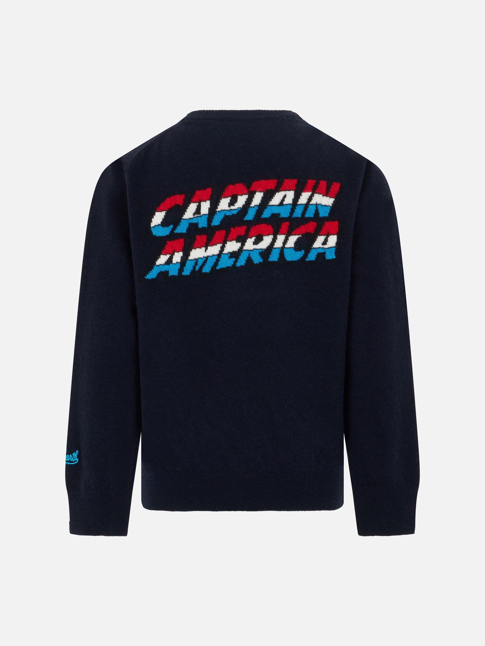 mc2-saint-barth-dou-maglione-girocollo-bambino-blu-navy-captain-america-marvel image 2