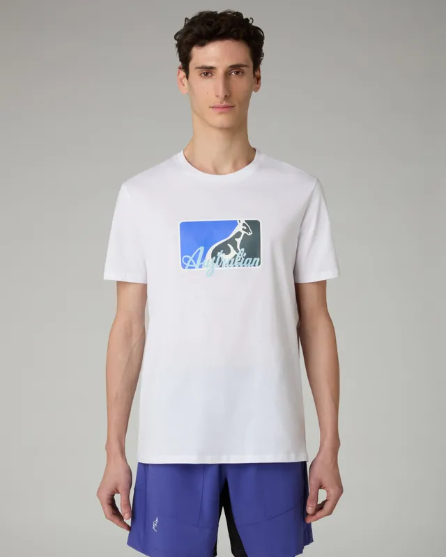 australian-league-cotton-t-shirt-maglietta-tennis-bianca-stampa-petto image 1