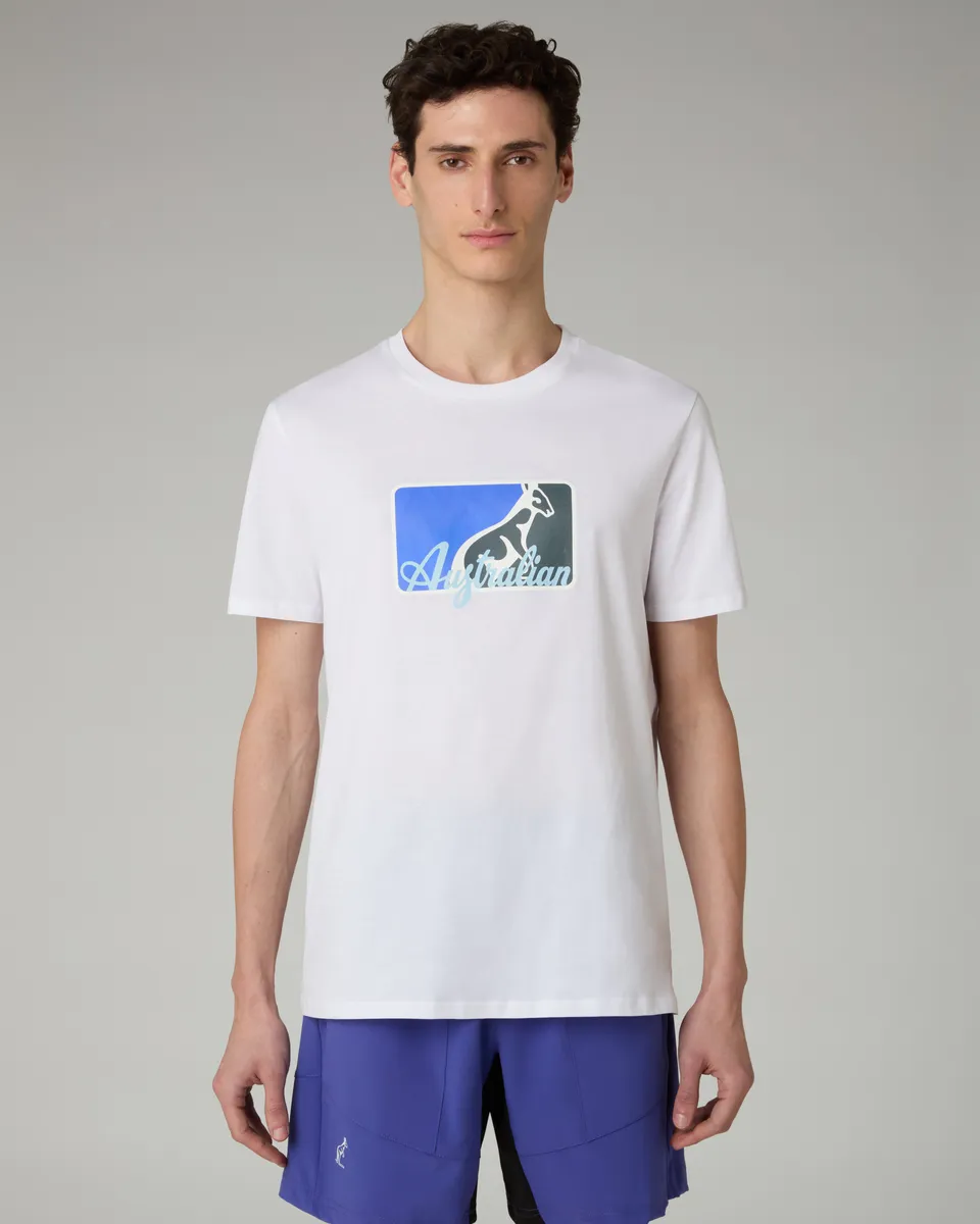 australian-league-cotton-t-shirt-maglietta-tennis-bianca-stampa-petto image 1