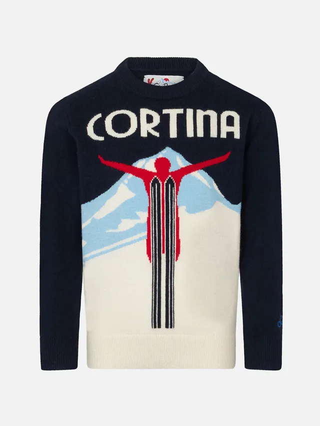 mc2-saint-barth-danya-maglia-bambino-girocollo-blu-stampa-cartolina-cortina image 1