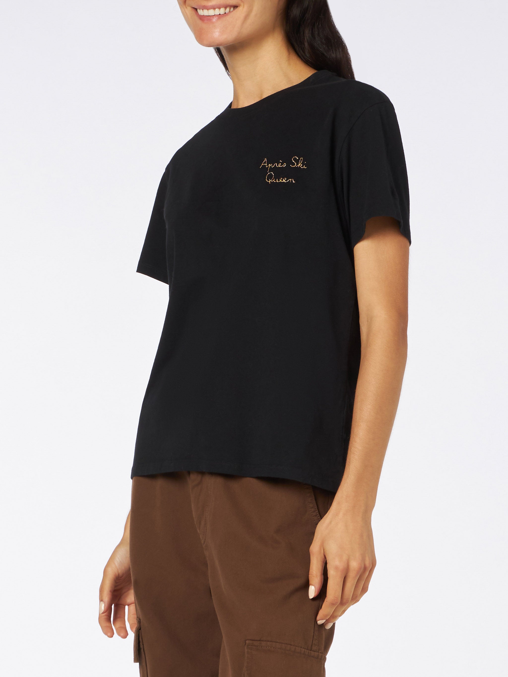 mc2-saint-barth-emilie-t-shirt-donna-cotone-nero-ricamo-apres-ski-queen image 2