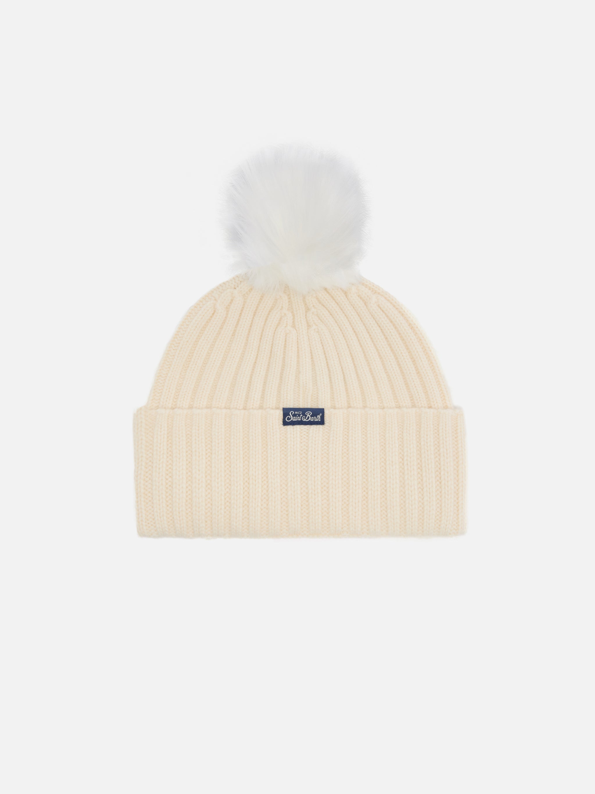 mc2-saint-barth-berretto-wengen-in-misto-cashmere-bianco-con-ricamo-lurex-cortin image 3