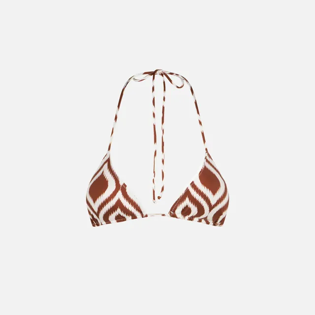mc2-saint-barth-leah-top-bikini-triangolo-ikat-marrone-e-bianco image 1