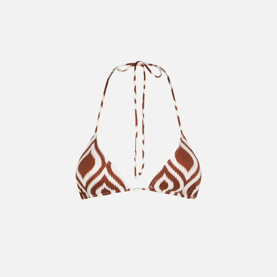 mc2-saint-barth-leah-top-bikini-triangolo-ikat-marrone-e-bianco image 1