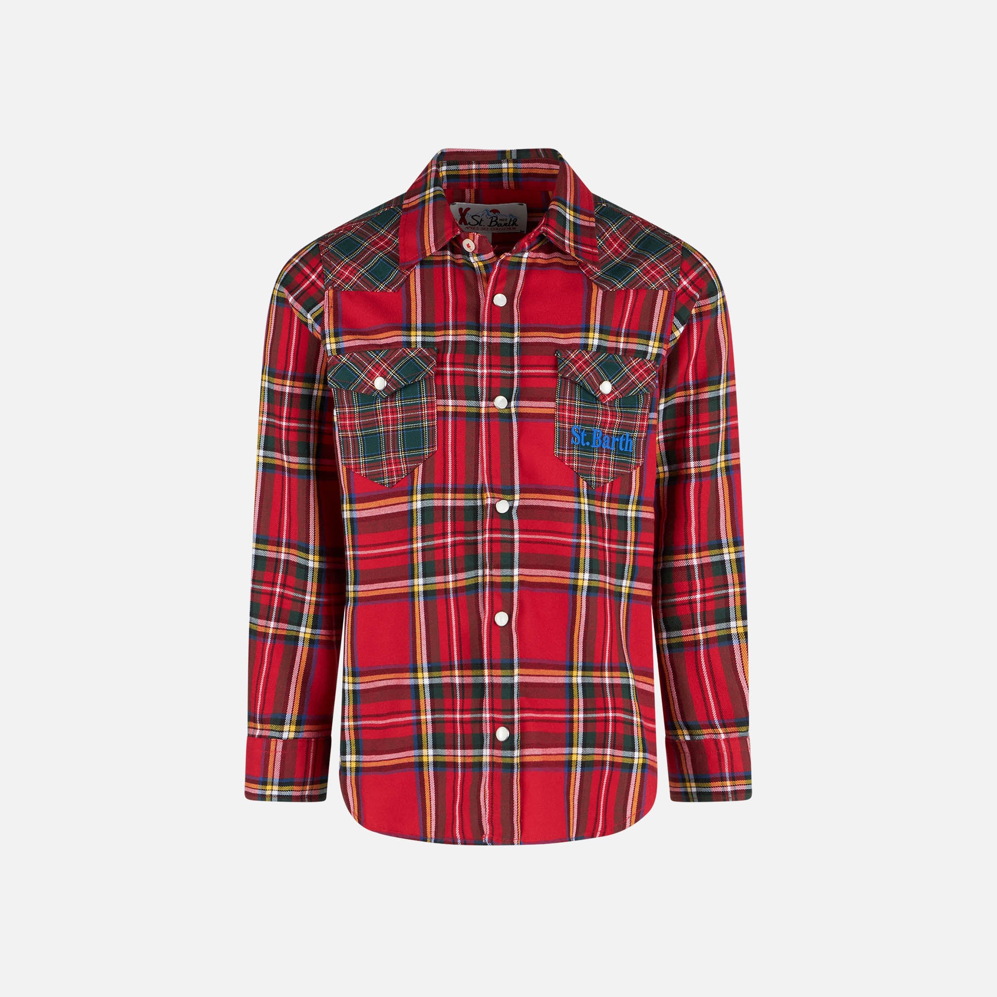 mc2-saint-barth-camicia-bambino-stampa-tartan-rossa-texana image 1