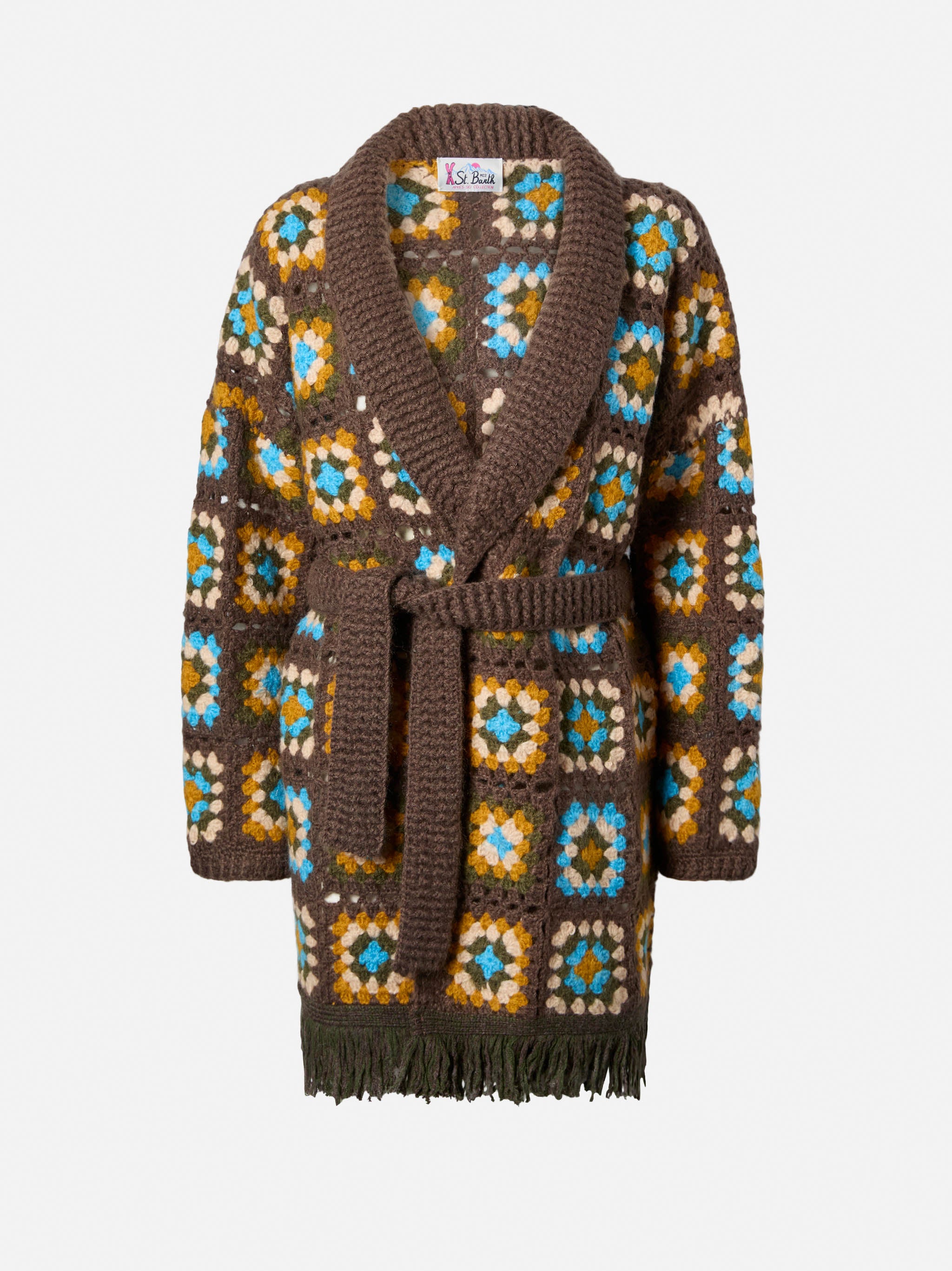 mc2-saint-barth-cristabel-cardigan-donna-crochet-con-cintura-verde-giallo image 5