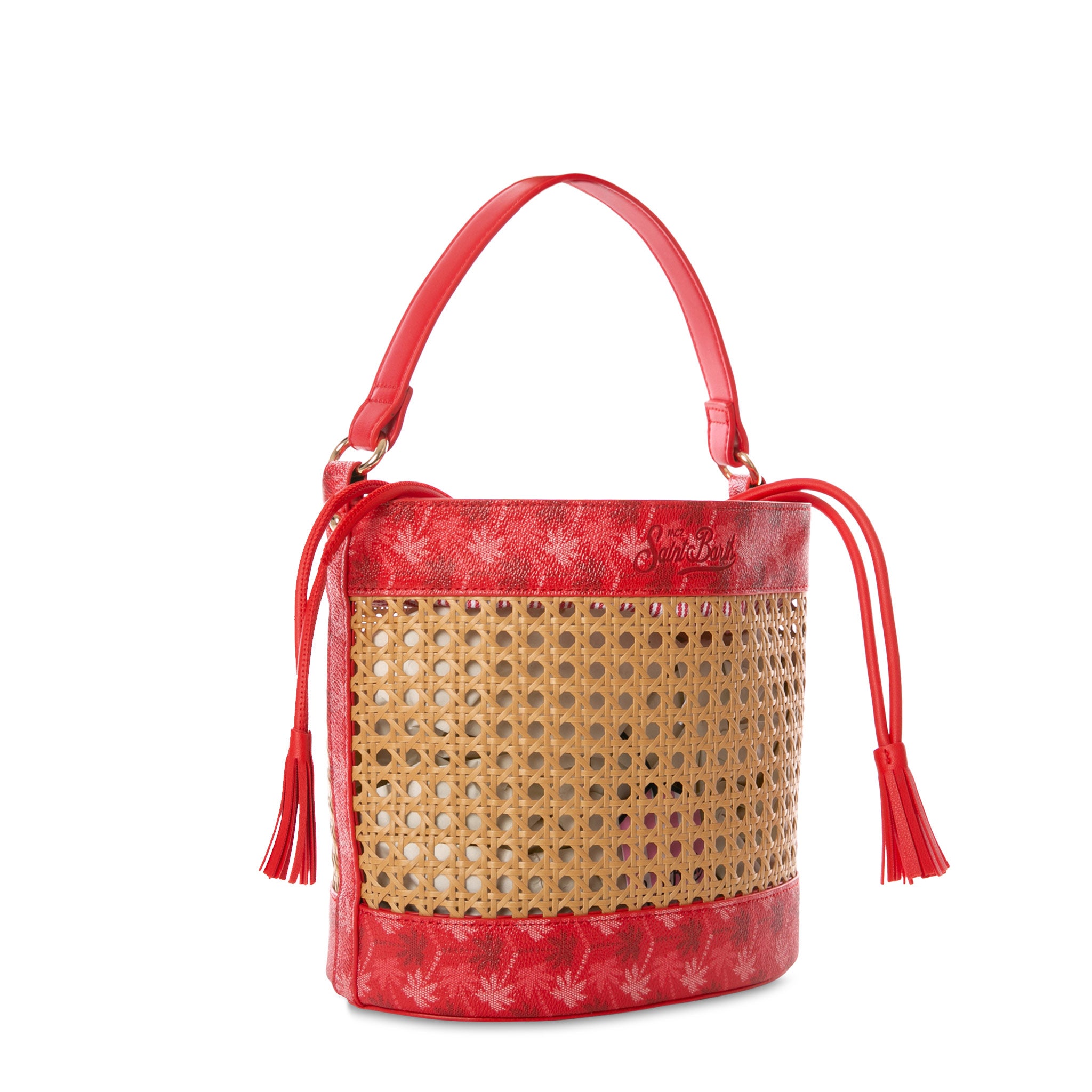 mc2-saint-barth-borsa-a-secchiello-paglia-monogram-rossa image 3