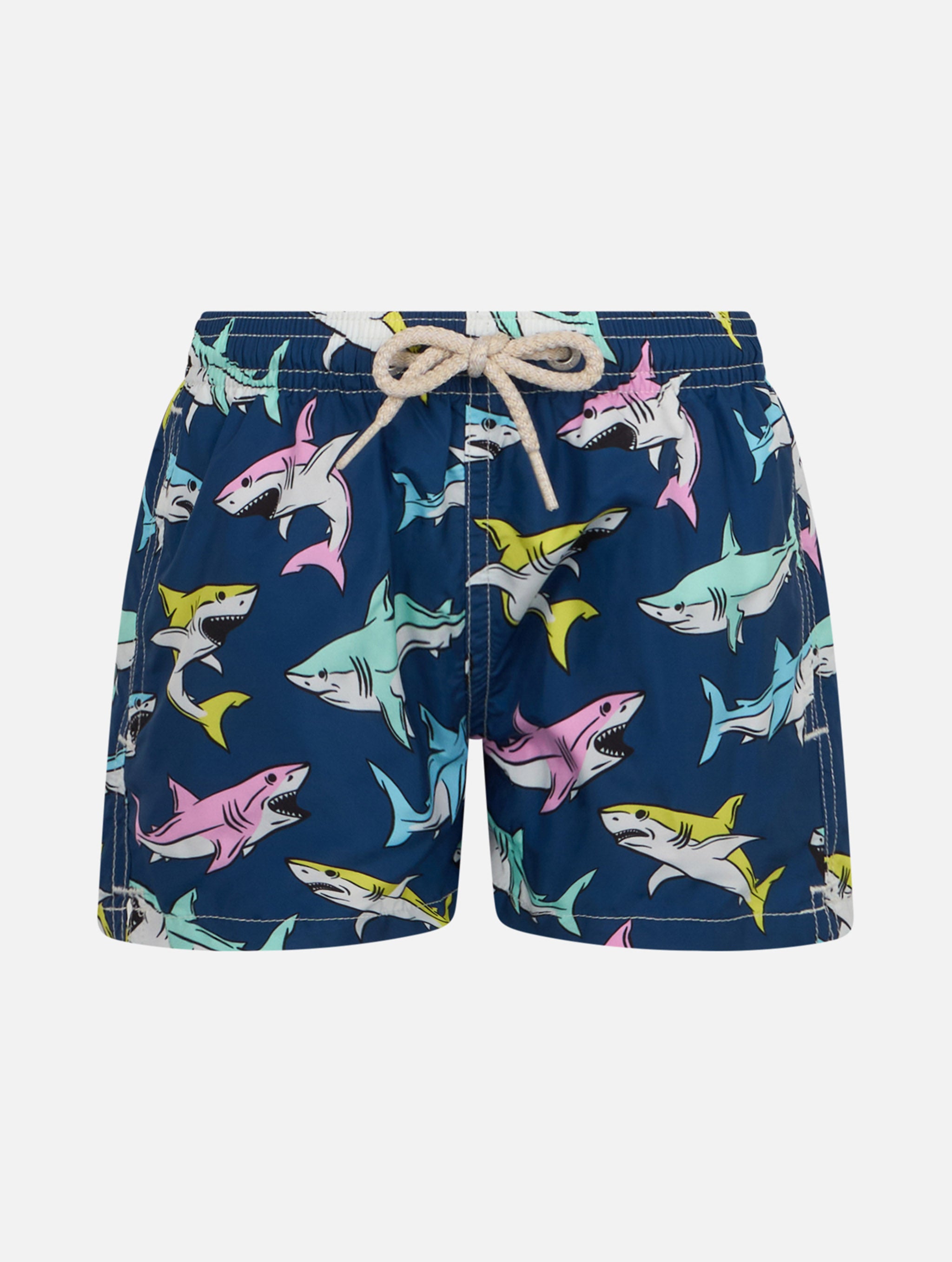 mc2-saint-barth-jean-lighting-costume-boxer-bambino-squali-blu-leggero image 1