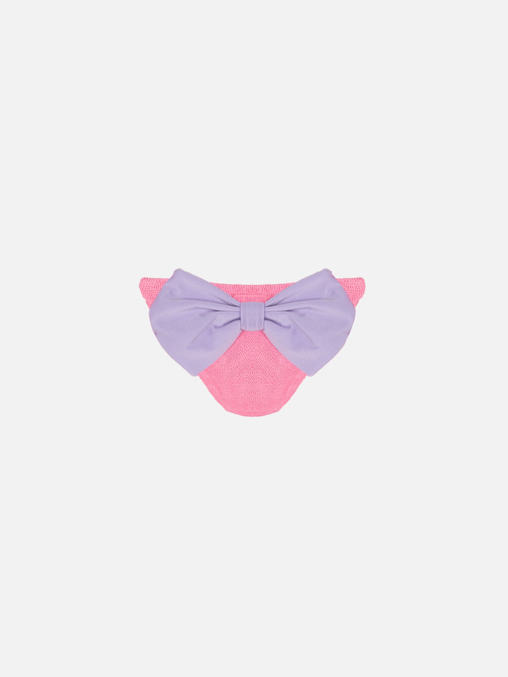 mc2-saint-barth-madame-slip-mare-bambina-crinkle-rosa-con-fiocco image 1