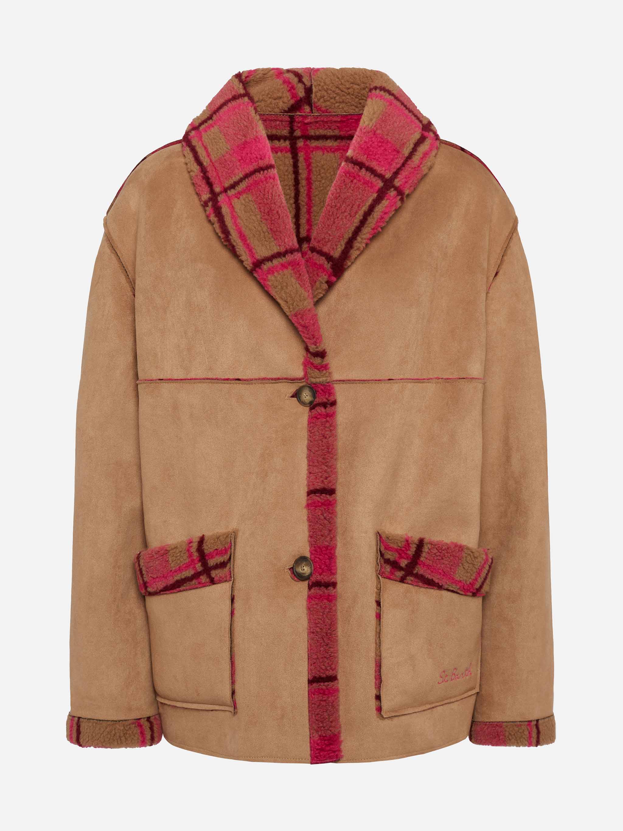mc2-saint-barth-dorys-giacca-reversibile-effetto-shearling-stampa-tartan-oversiz image 7