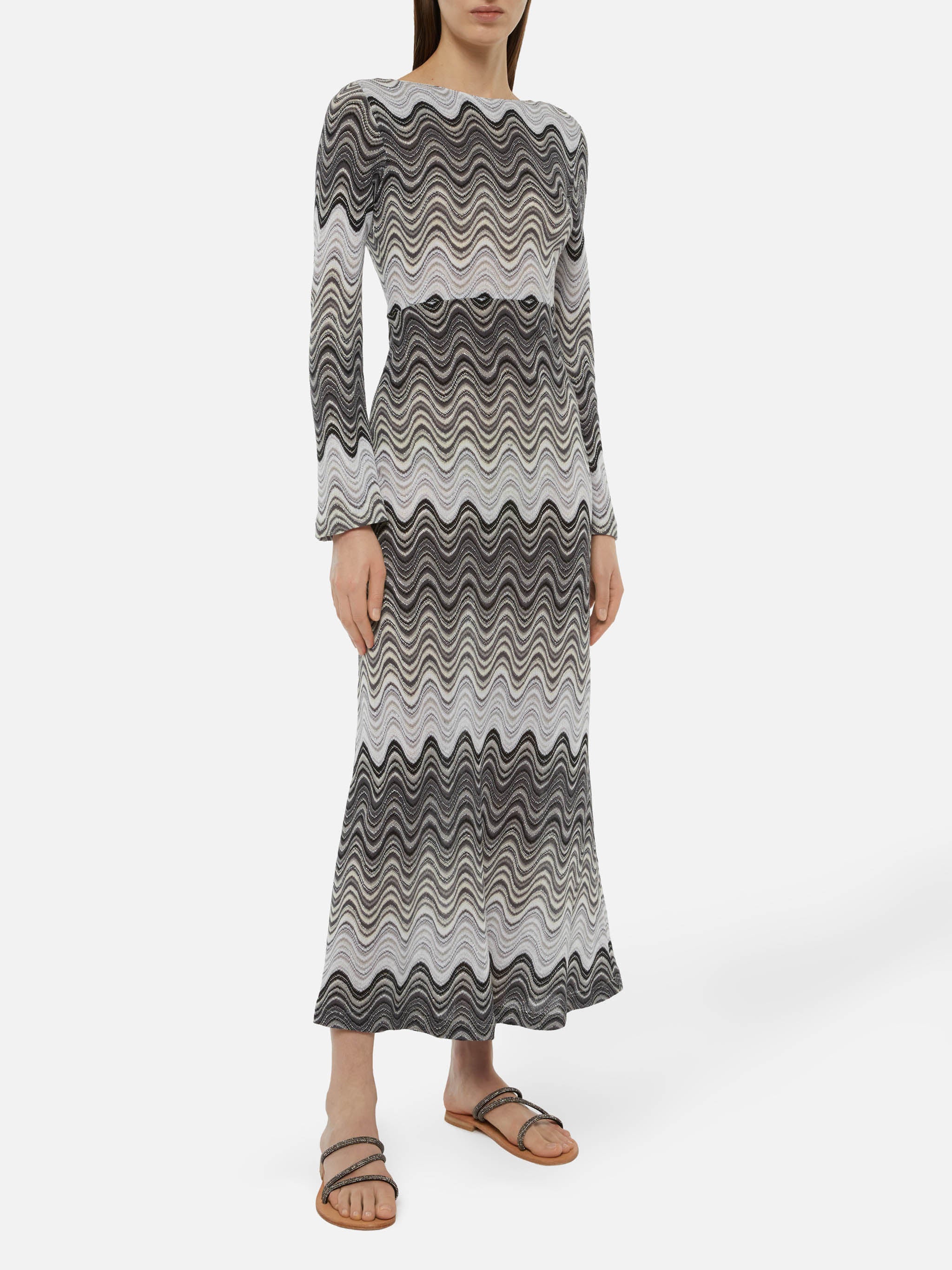 mc2-saint-barth-venere-abito-maxi-in-maglia-raschel-nero-argento image 1