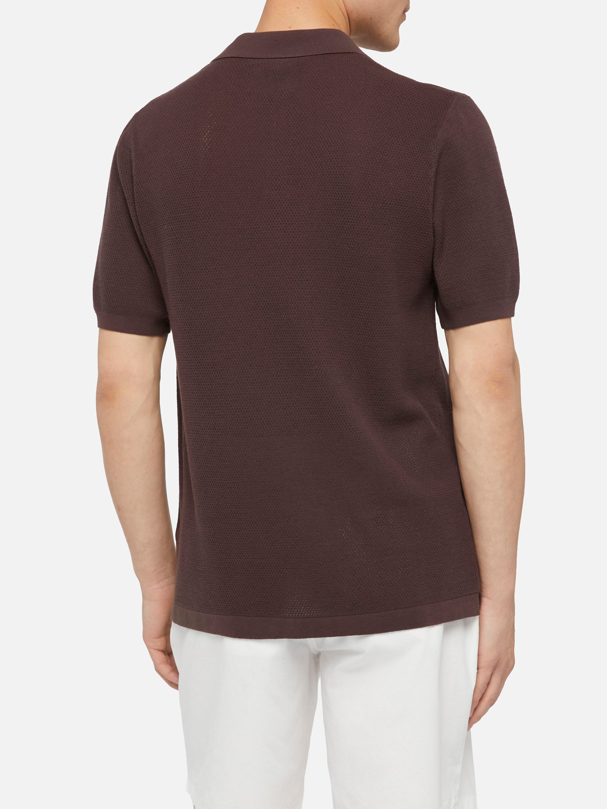 mc2-saint-barth-polo-sloan-uomo-in-maglia-a-rete-marrone-senza-bottoni image 3